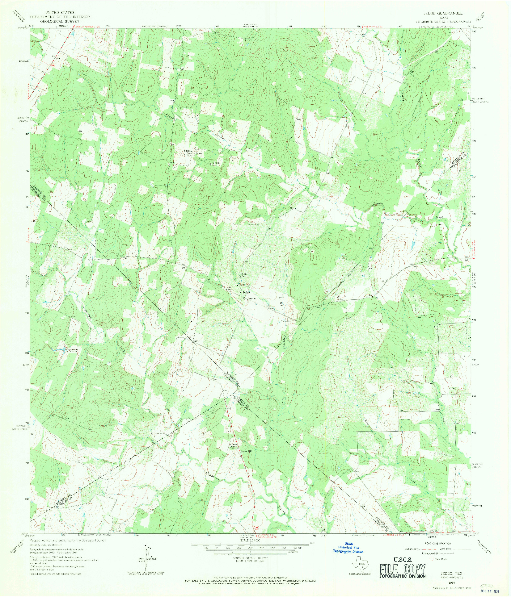 USGS 1:24000-SCALE QUADRANGLE FOR JEDDO, TX 1964