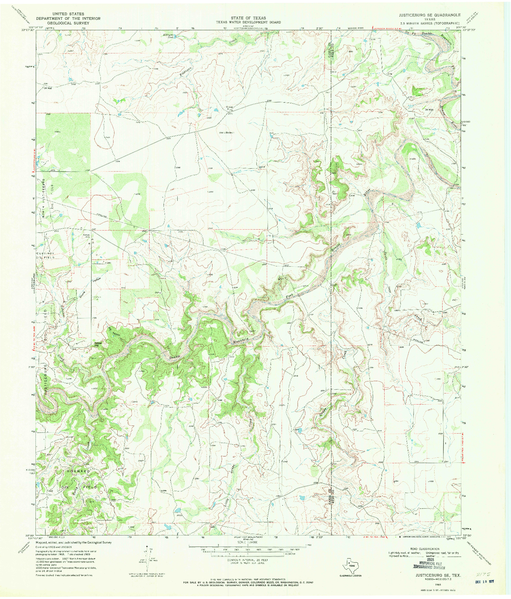 USGS 1:24000-SCALE QUADRANGLE FOR JUSTICEBURG SE, TX 1969