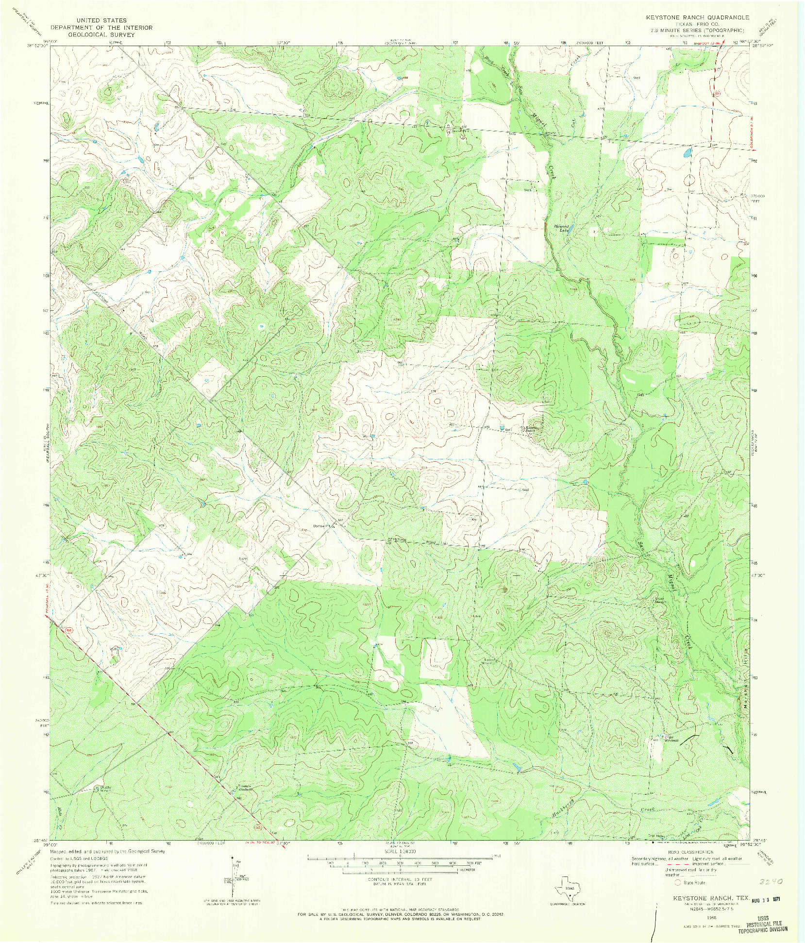 USGS 1:24000-SCALE QUADRANGLE FOR KEYSTONE RANCH, TX 1968