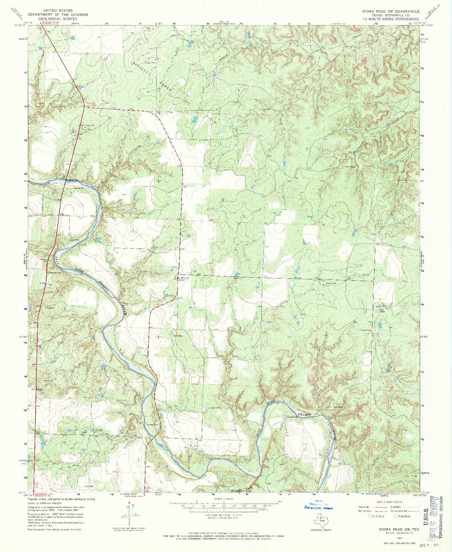 USGS 1:24000-SCALE QUADRANGLE FOR KIOWA PEAK SW, TX 1967
