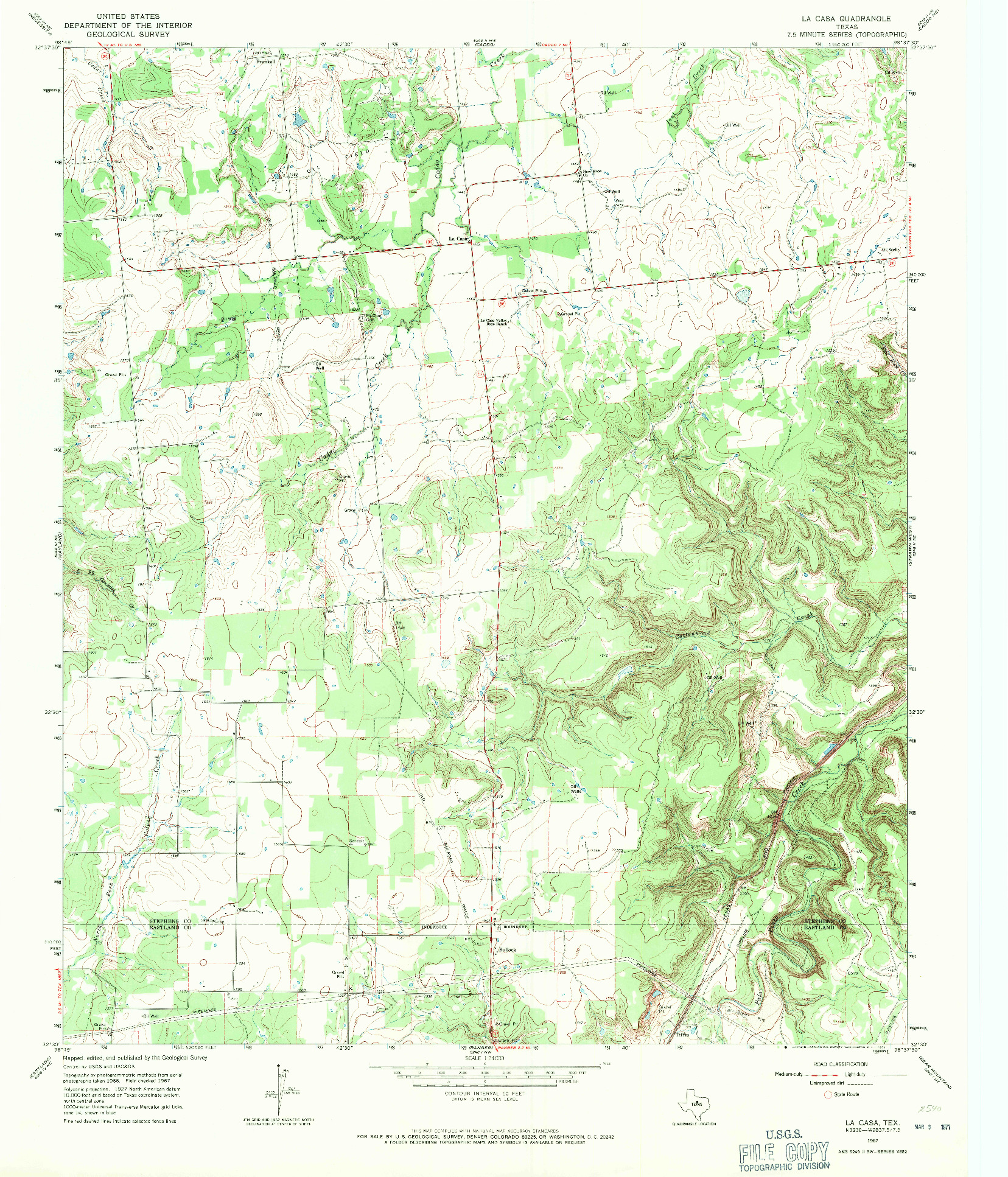USGS 1:24000-SCALE QUADRANGLE FOR LA CASA, TX 1967
