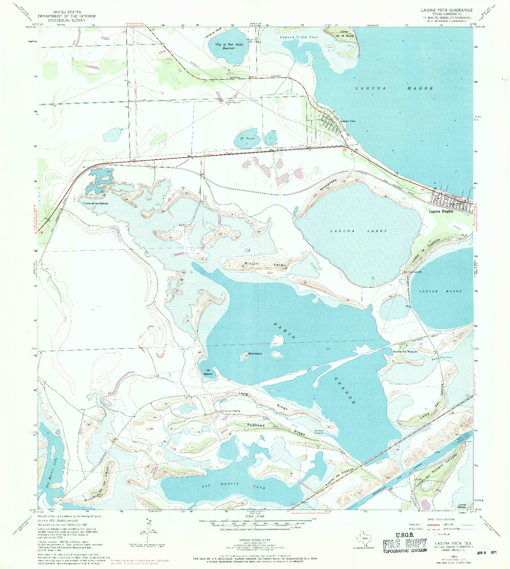 USGS 1:24000-SCALE QUADRANGLE FOR LAGUNA VISTA, TX 1955