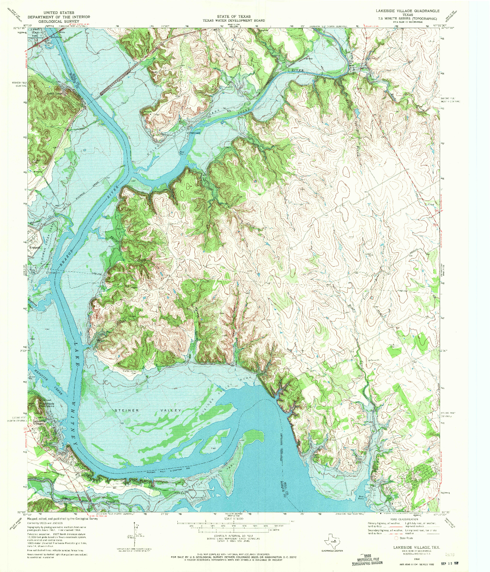 USGS 1:24000-SCALE QUADRANGLE FOR LAKESIDE VILLAGE, TX 1968