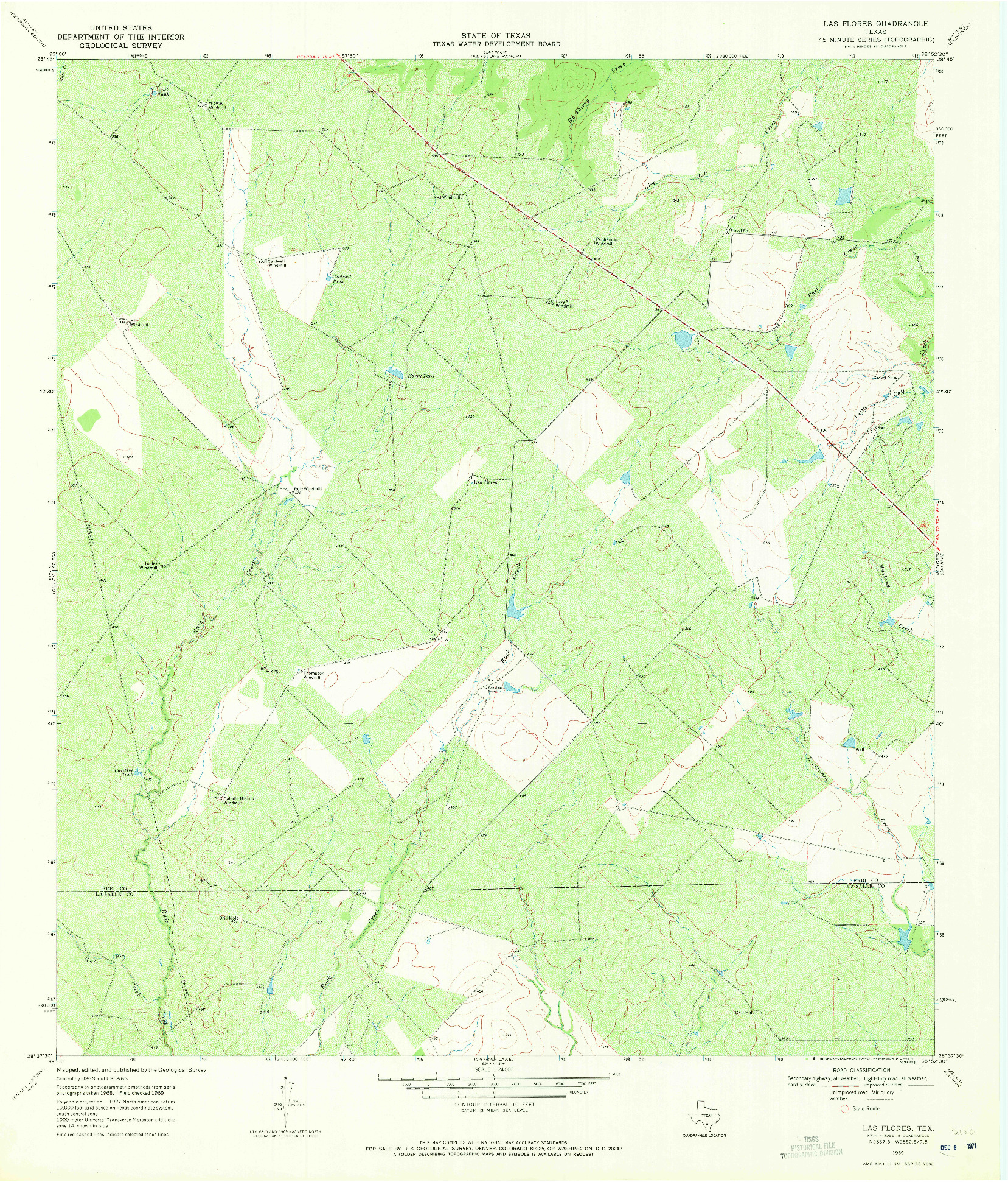 USGS 1:24000-SCALE QUADRANGLE FOR LAS FLORES, TX 1969