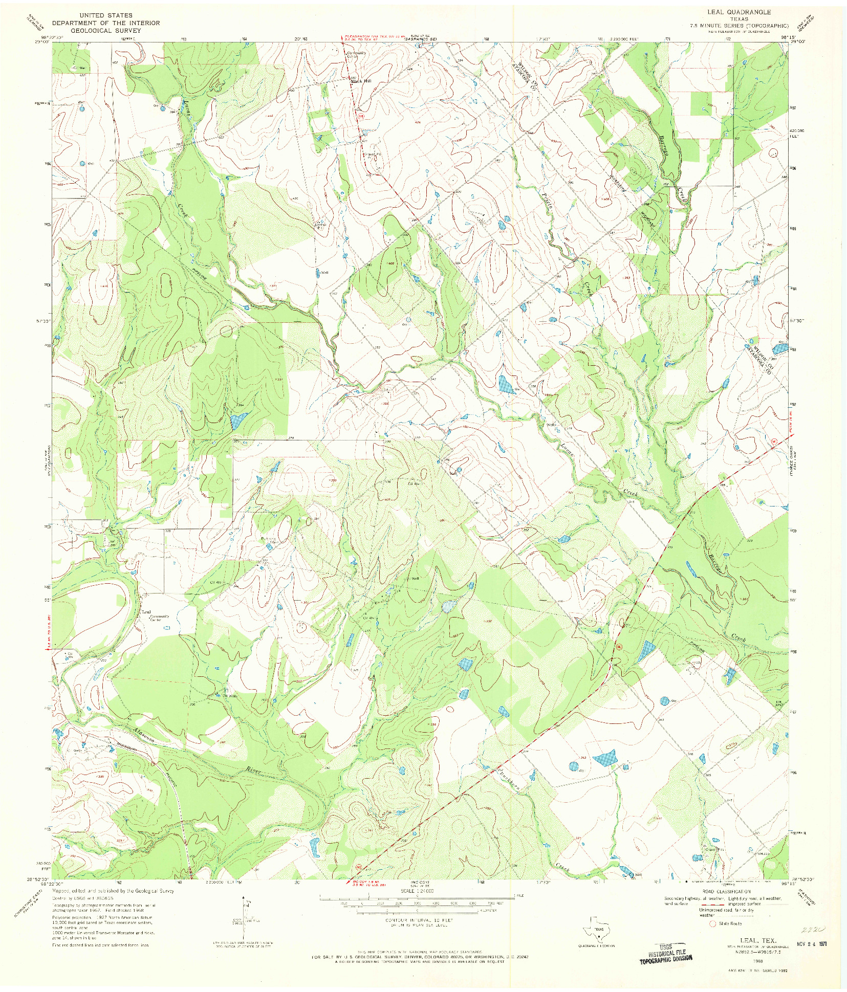 USGS 1:24000-SCALE QUADRANGLE FOR LEAL, TX 1968