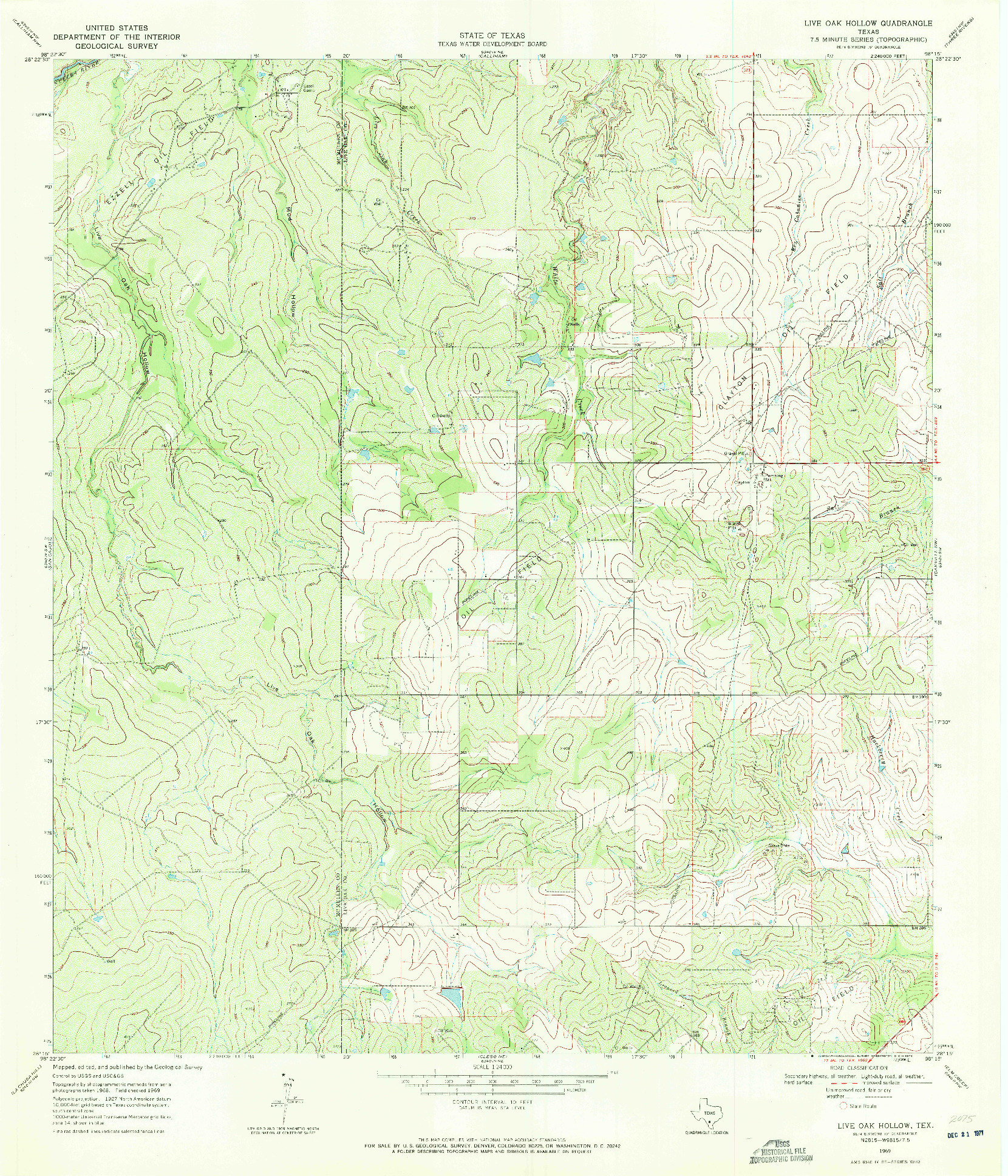 USGS 1:24000-SCALE QUADRANGLE FOR LIVE OAK HOLLOW, TX 1969