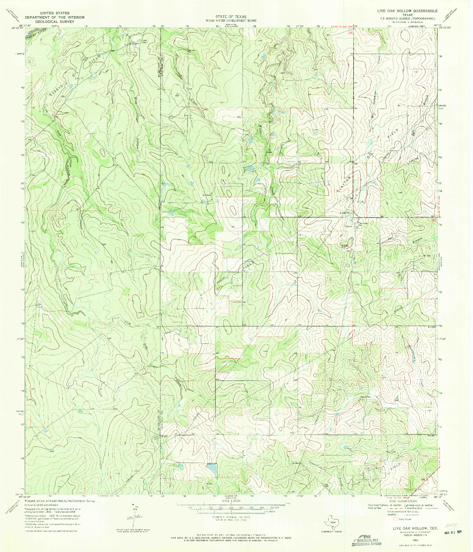 USGS 1:24000-SCALE QUADRANGLE FOR LIVE OAK HOLLOW, TX 1969