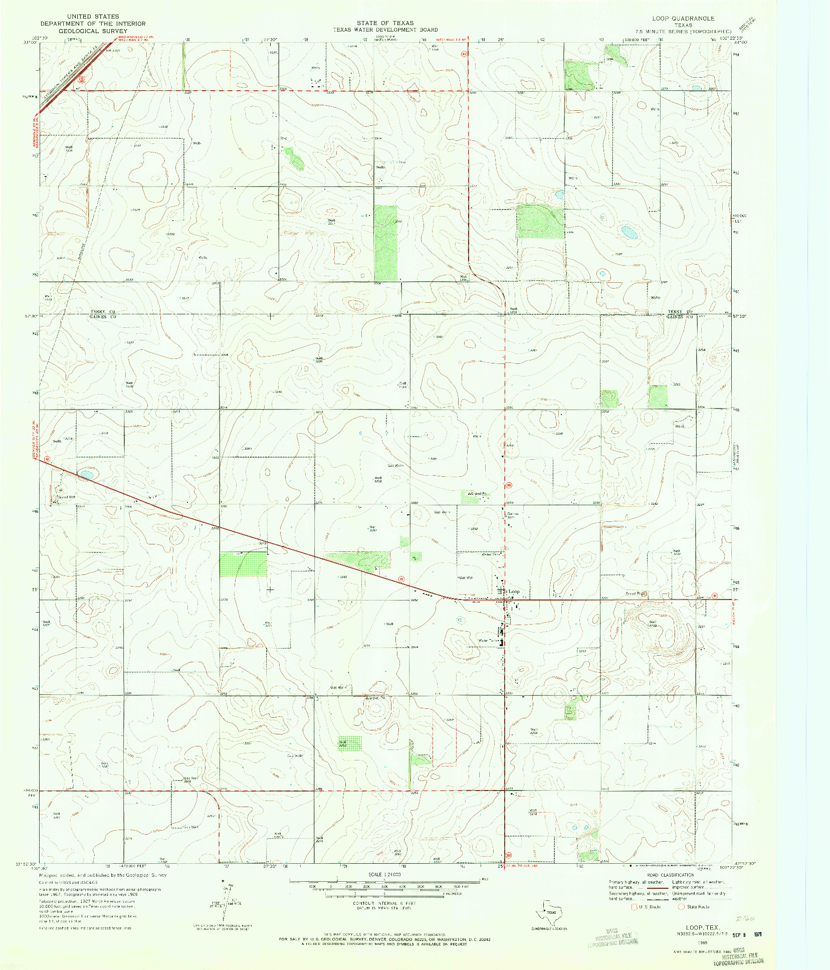 USGS 1:24000-SCALE QUADRANGLE FOR LOOP, TX 1969