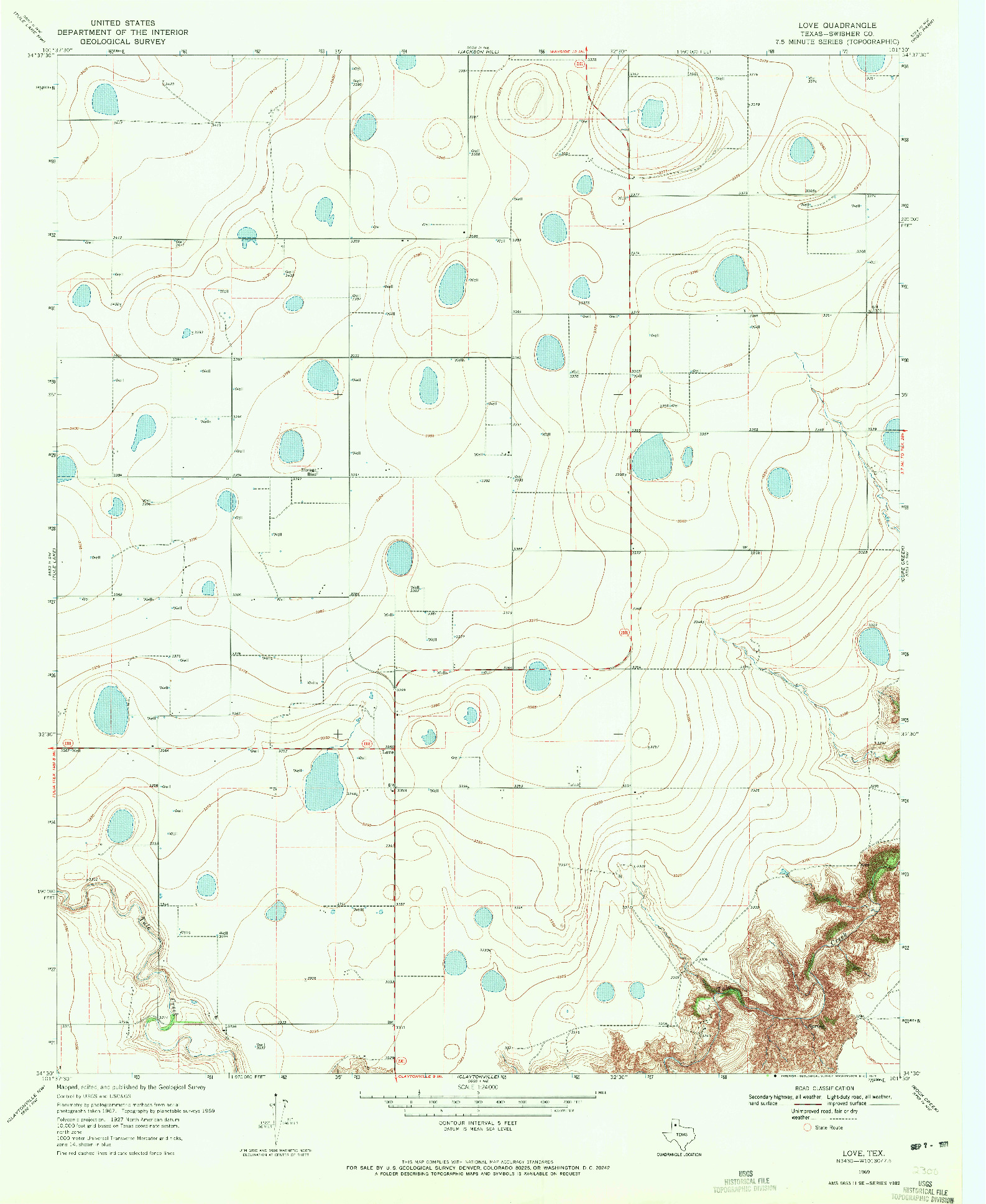 USGS 1:24000-SCALE QUADRANGLE FOR LOVE, TX 1969