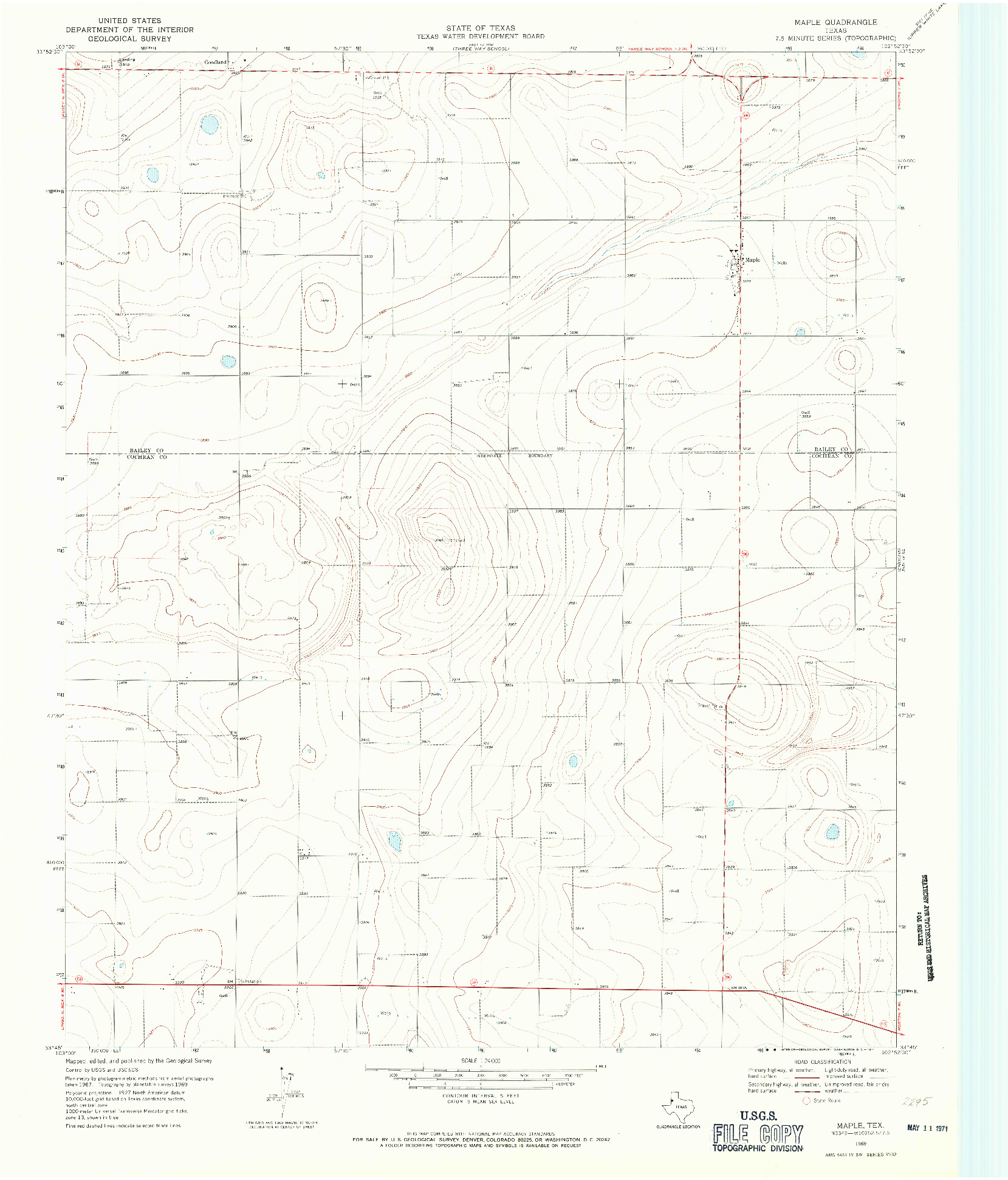 USGS 1:24000-SCALE QUADRANGLE FOR MAPLE, TX 1969