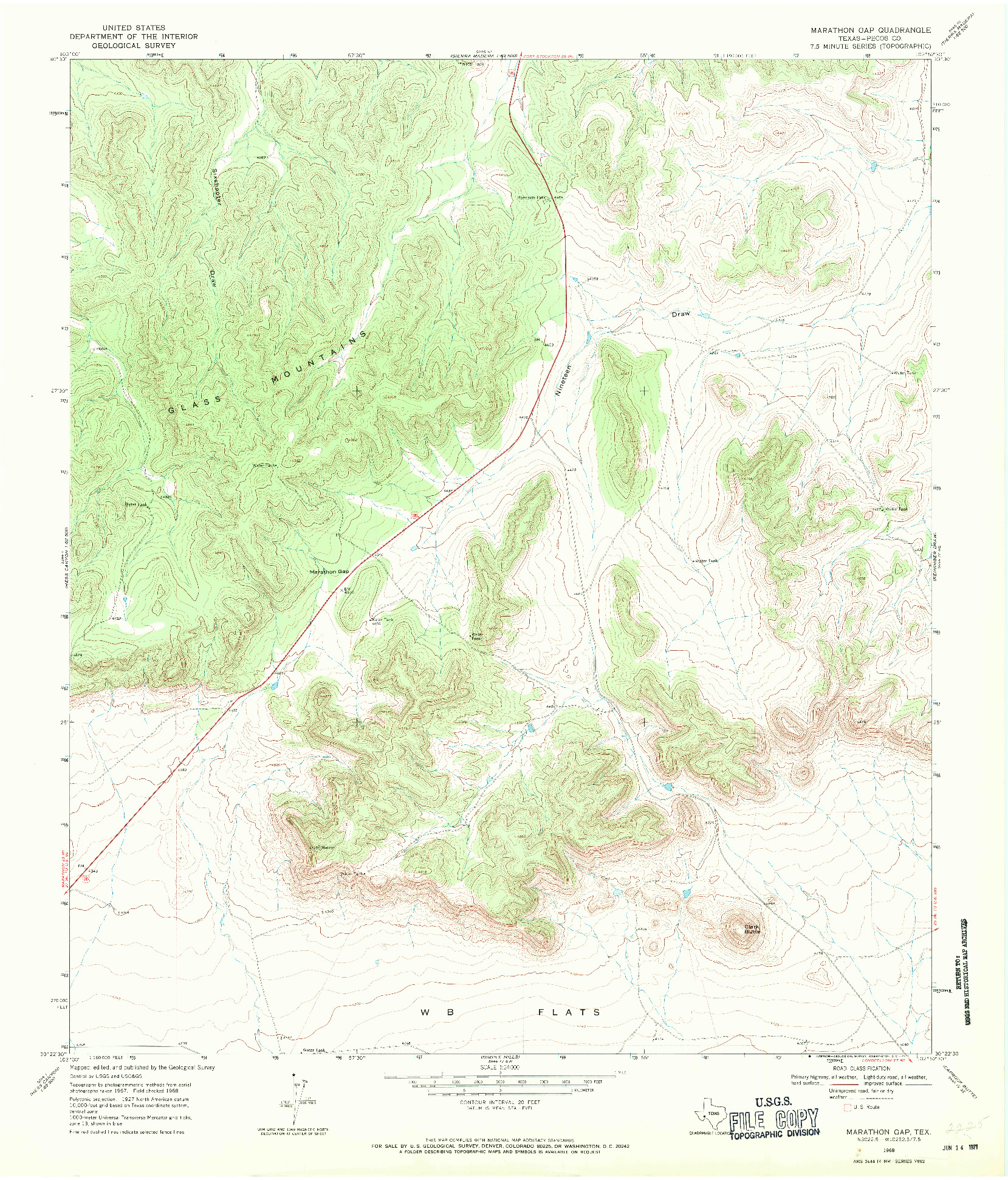USGS 1:24000-SCALE QUADRANGLE FOR MARATHON GAP, TX 1968