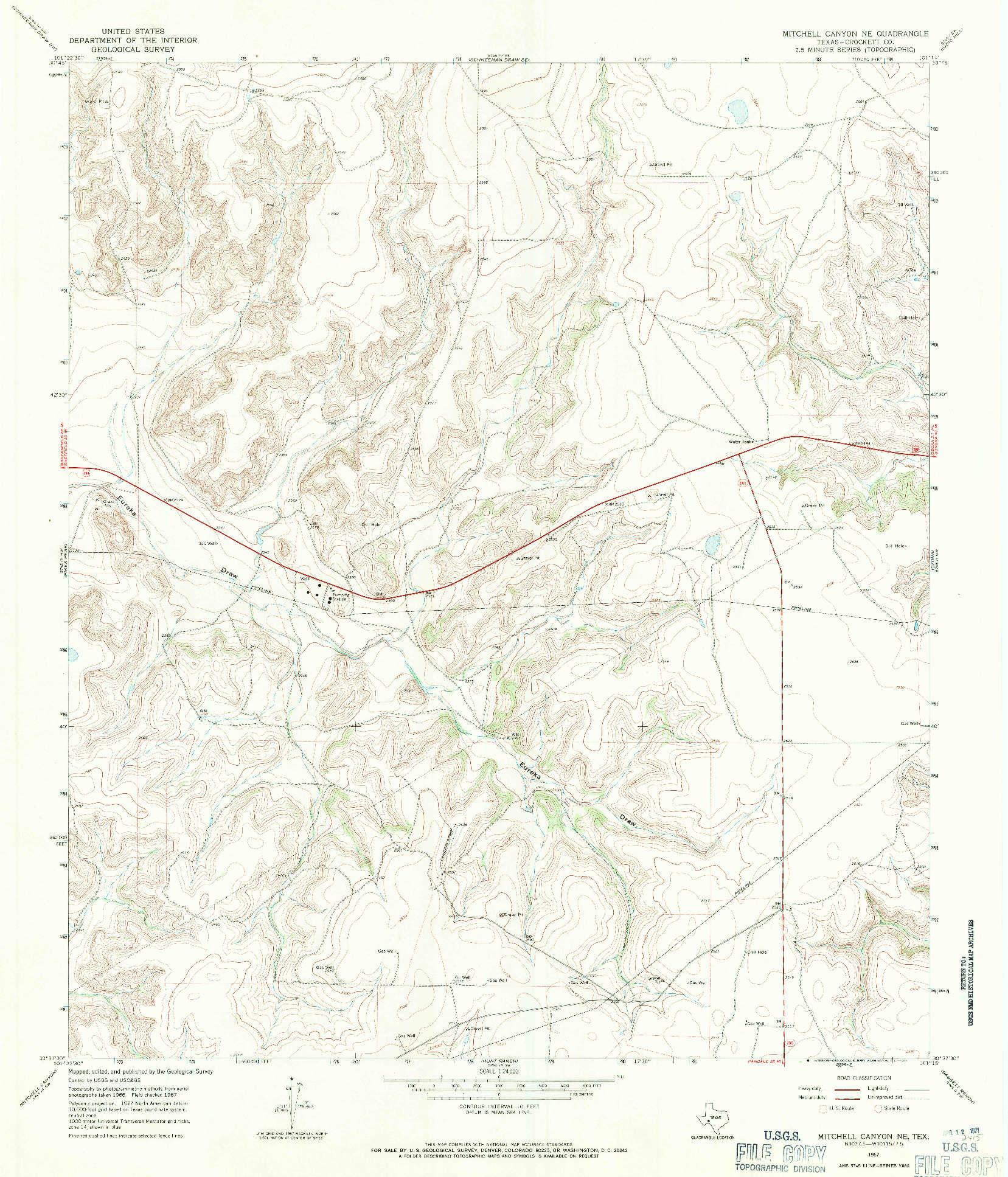 USGS 1:24000-SCALE QUADRANGLE FOR MITCHELL CANYON NE, TX 1967