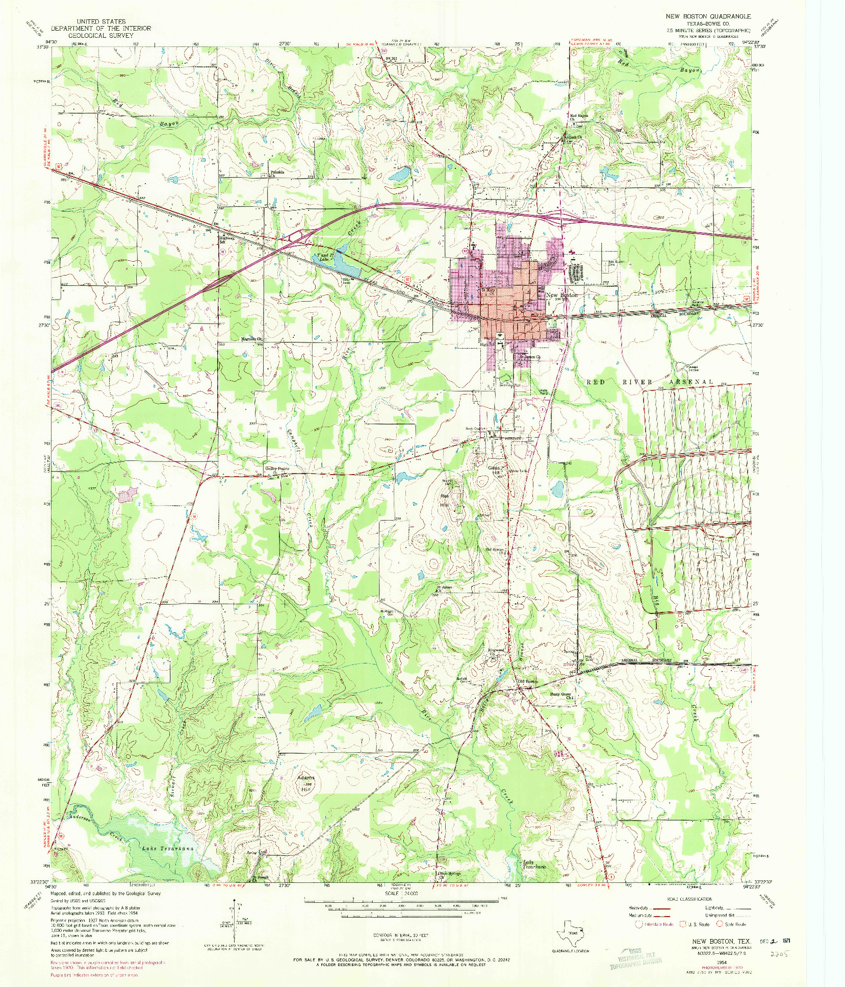 USGS 1:24000-SCALE QUADRANGLE FOR NEW BOSTON, TX 1954