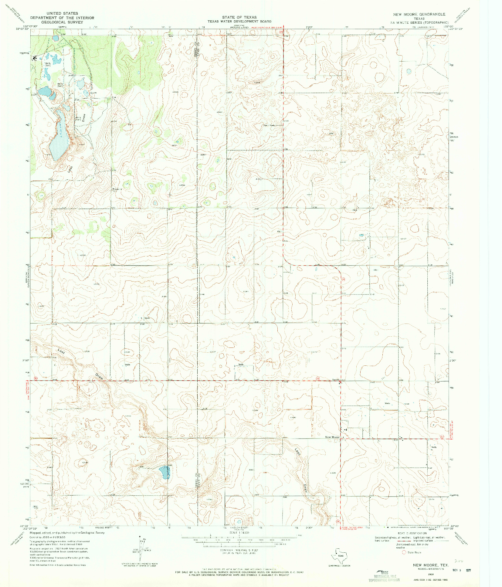 USGS 1:24000-SCALE QUADRANGLE FOR NEW MOORE, TX 1969