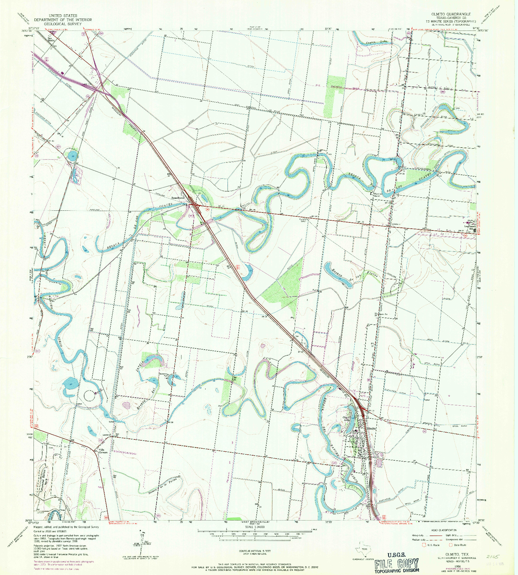 USGS 1:24000-SCALE QUADRANGLE FOR OLMITO, TX 1956