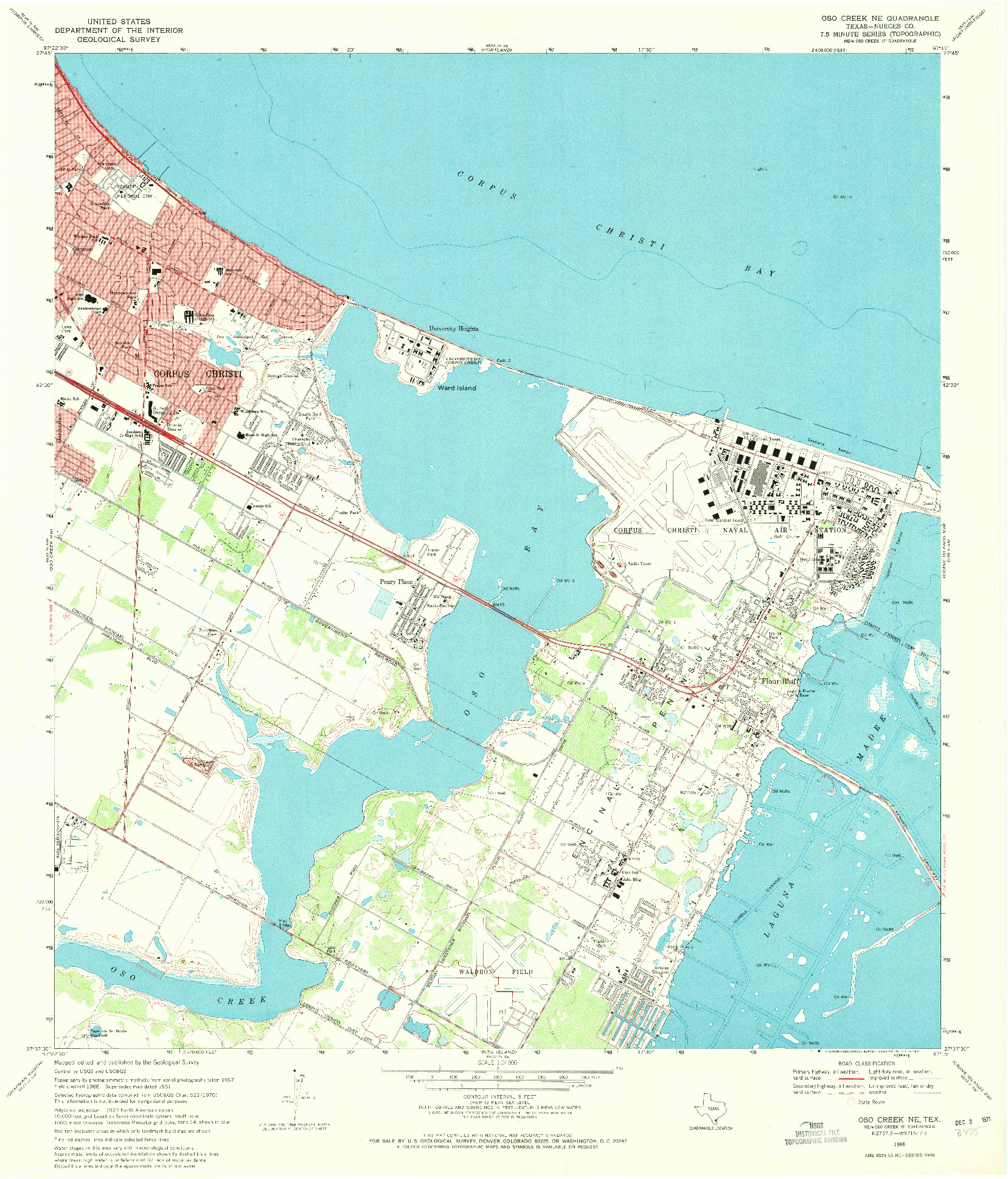 USGS 1:24000-SCALE QUADRANGLE FOR OSO CREEK NE, TX 1968