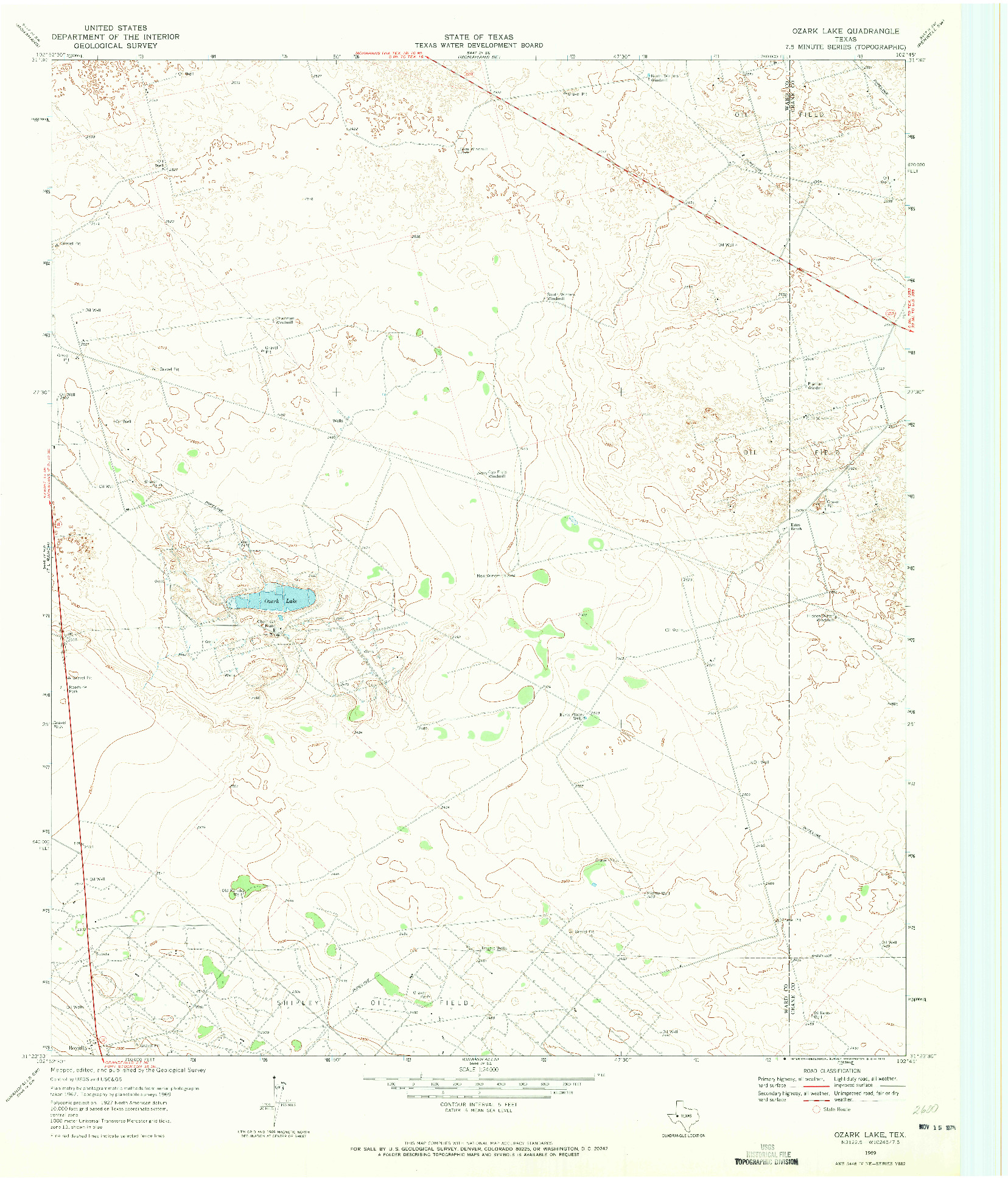 USGS 1:24000-SCALE QUADRANGLE FOR OZARK LAKE, TX 1969