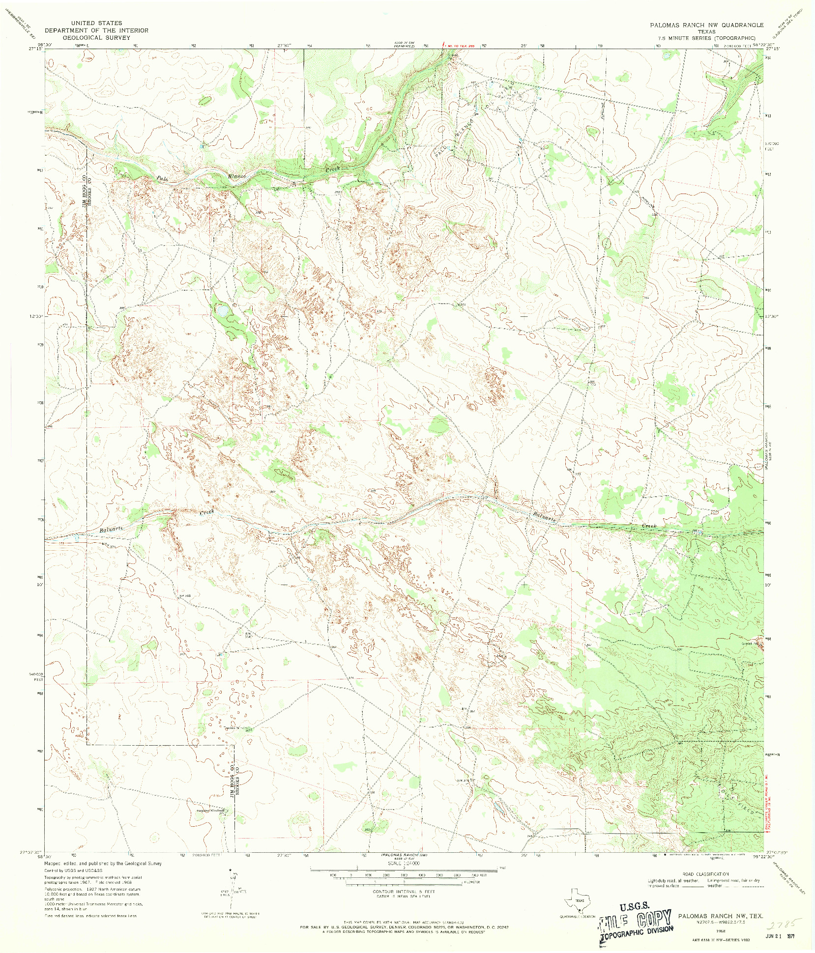 USGS 1:24000-SCALE QUADRANGLE FOR PALOMAS RANCH NW, TX 1968