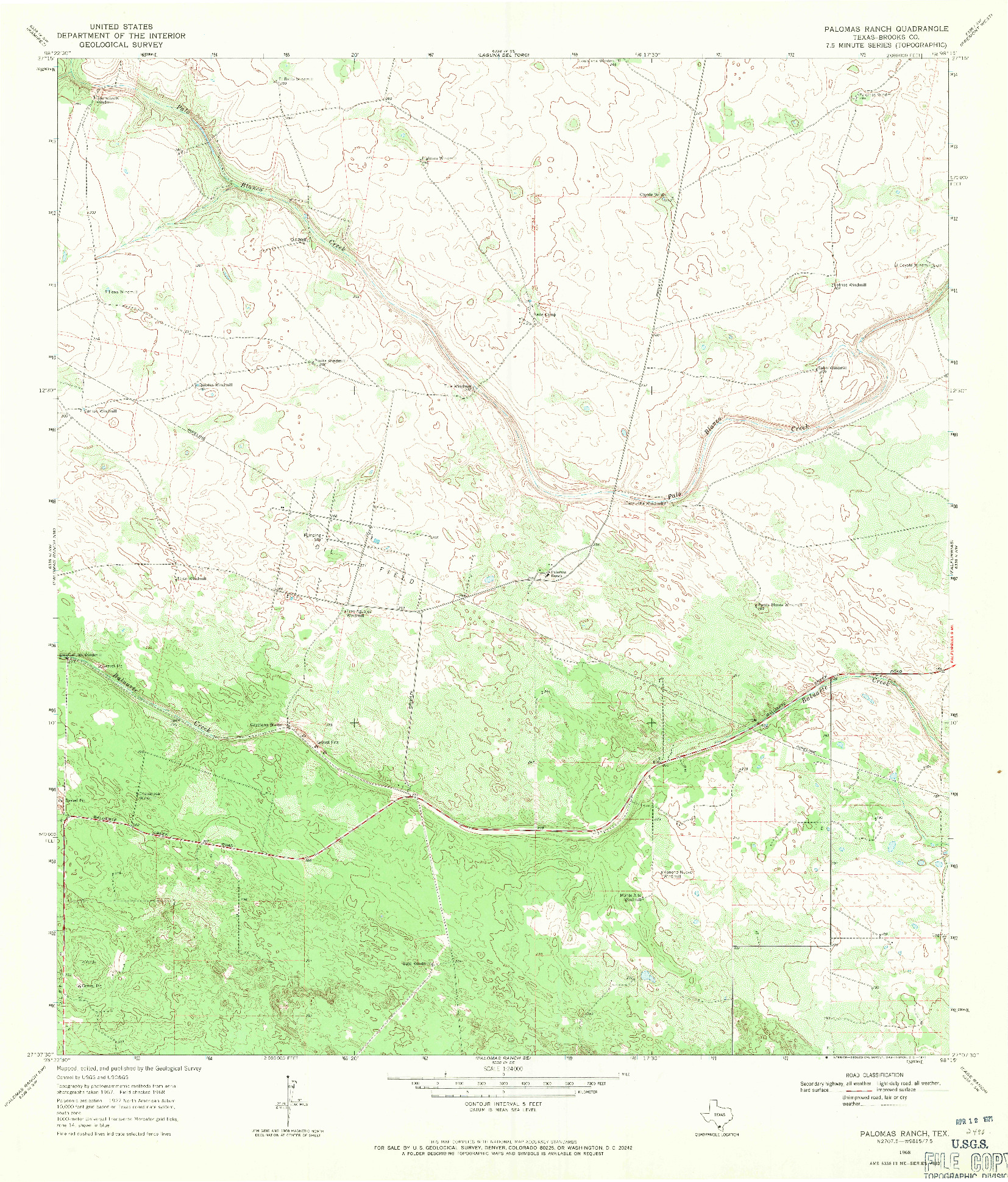 USGS 1:24000-SCALE QUADRANGLE FOR PALOMAS RANCH, TX 1968