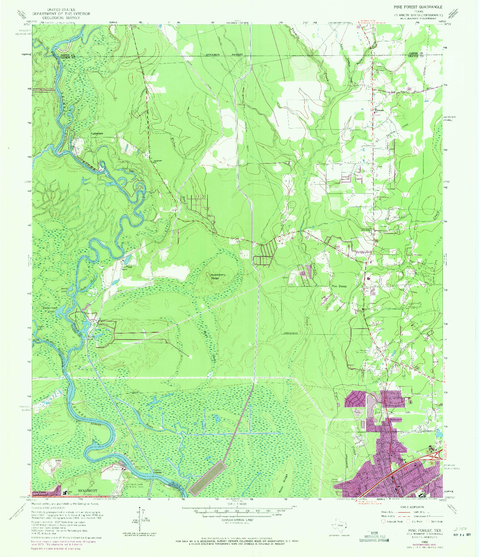 USGS 1:24000-SCALE QUADRANGLE FOR PINE FOREST, TX 1960