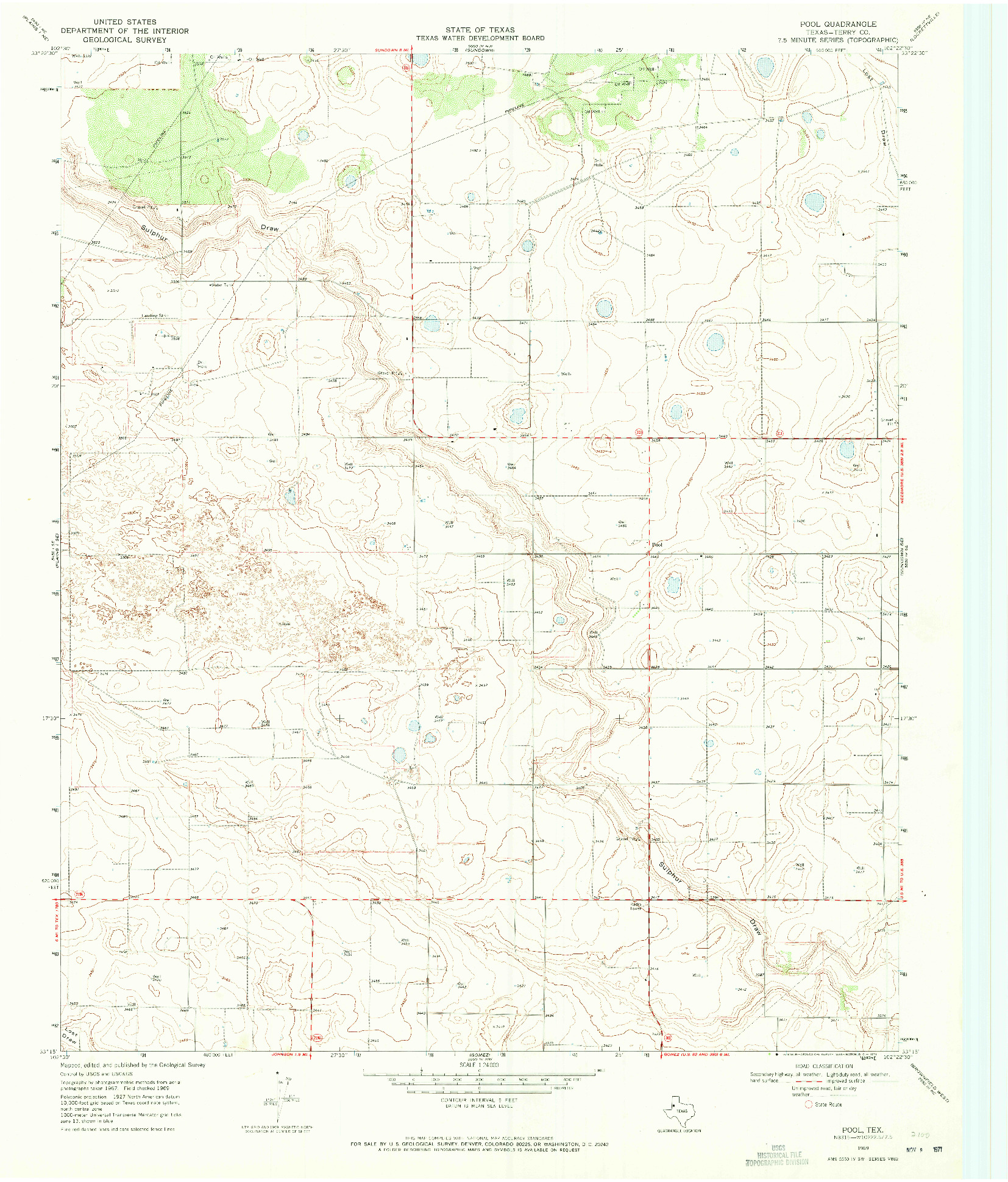 USGS 1:24000-SCALE QUADRANGLE FOR POOL, TX 1969