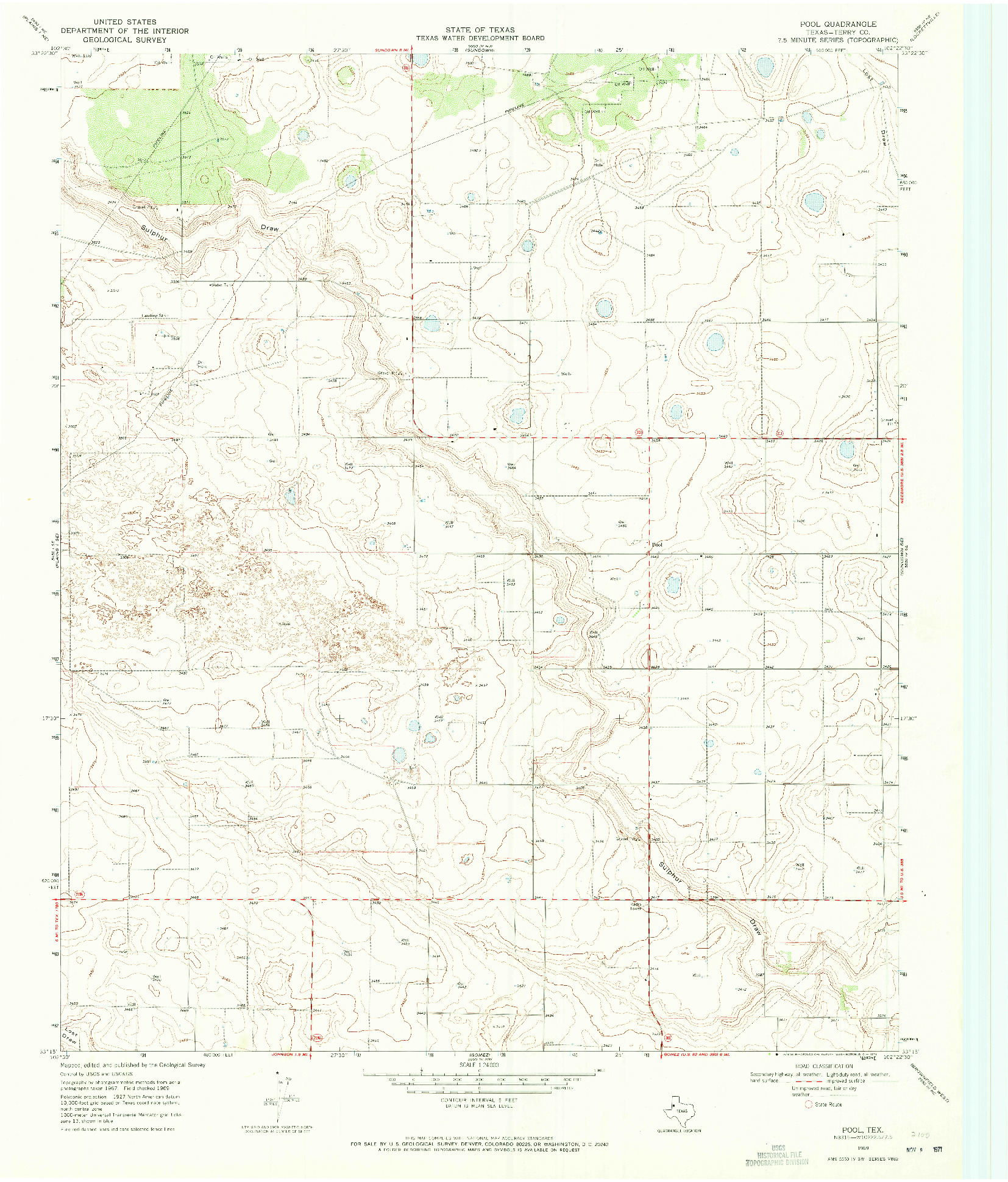 USGS 1:24000-SCALE QUADRANGLE FOR POOL, TX 1969