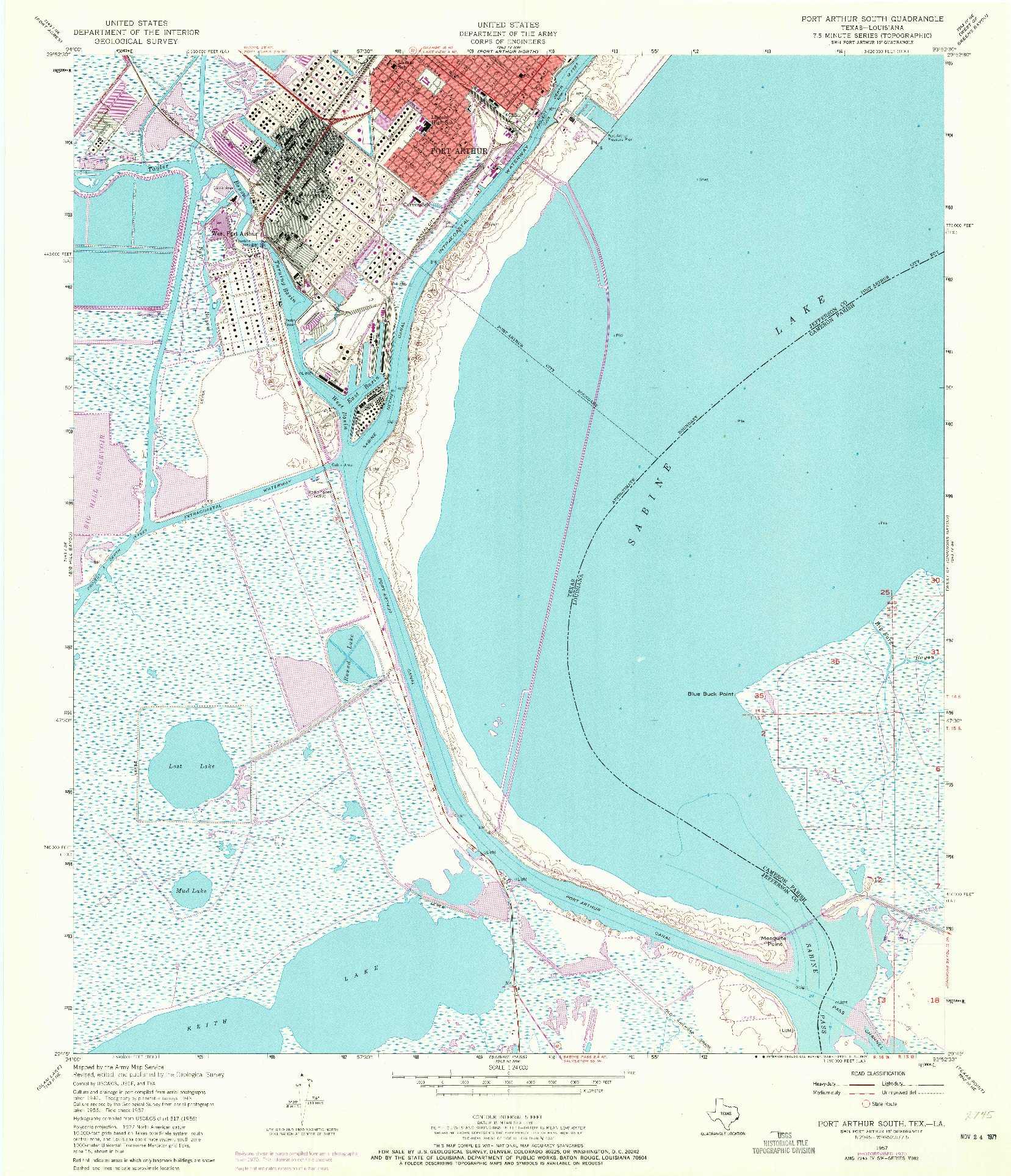USGS 1:24000-SCALE QUADRANGLE FOR PORT ARTHUR SOUTH, TX 1957