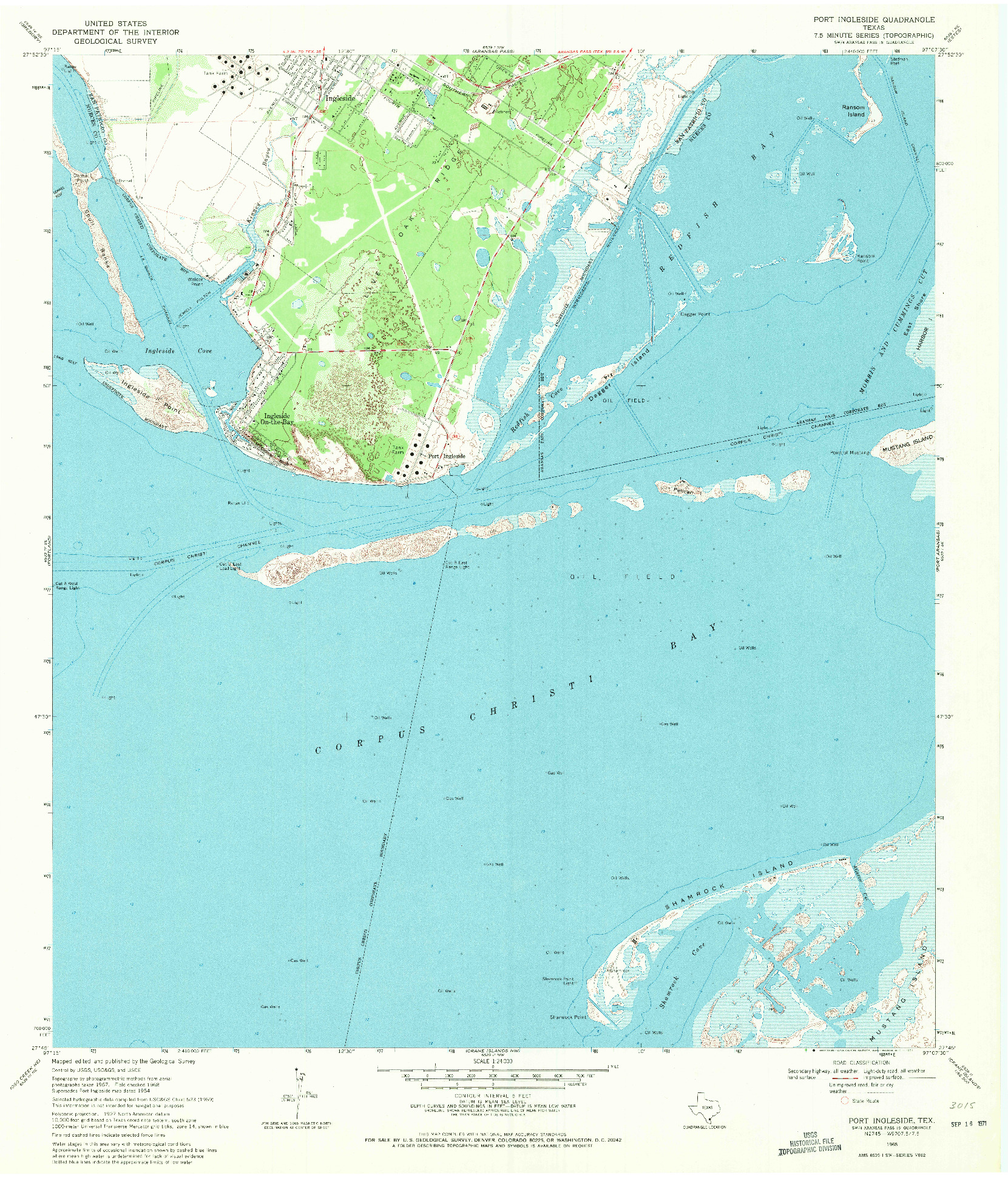 USGS 1:24000-SCALE QUADRANGLE FOR PORT INGLESIDE, TX 1968