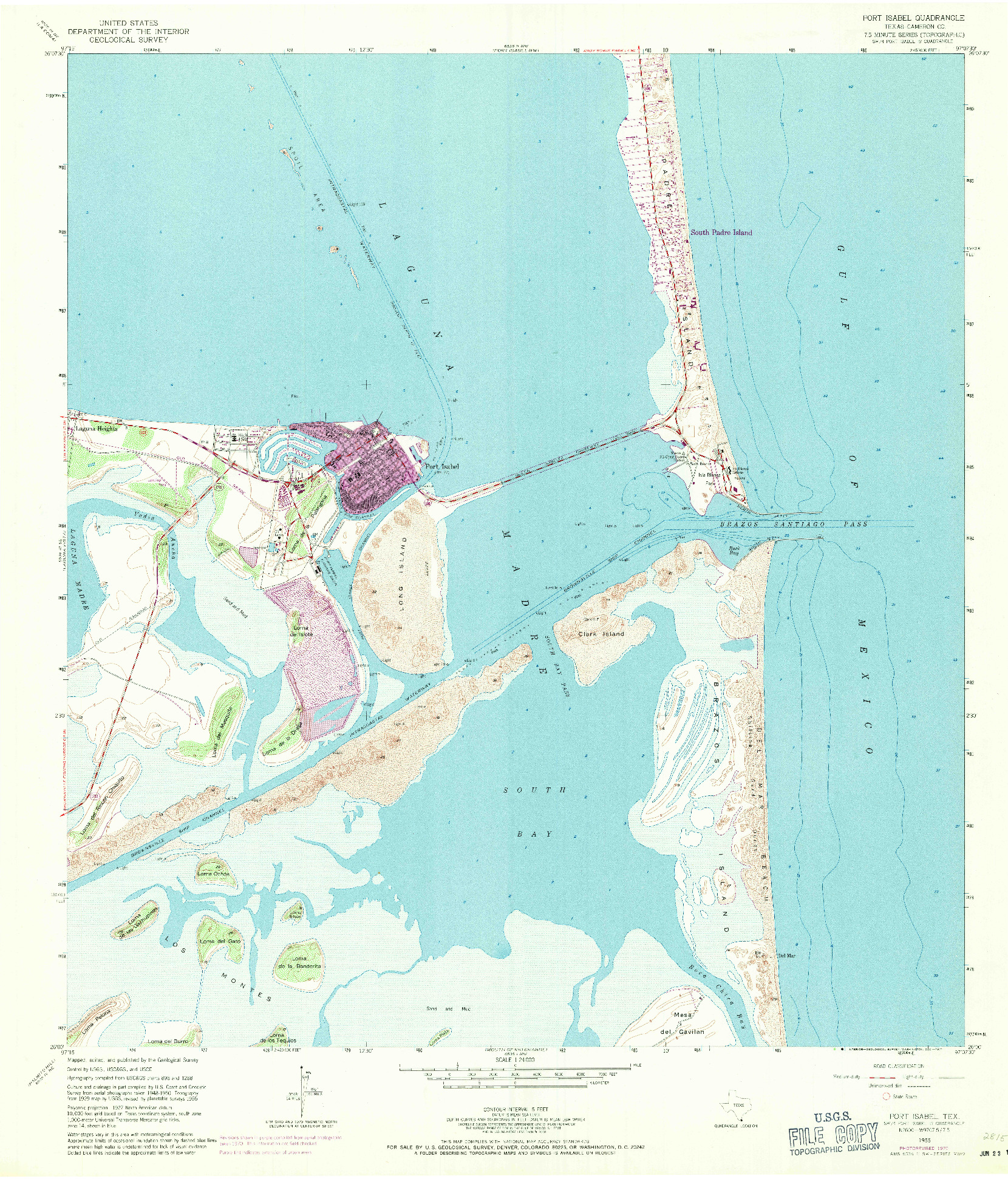 USGS 1:24000-SCALE QUADRANGLE FOR PORT ISABEL, TX 1955