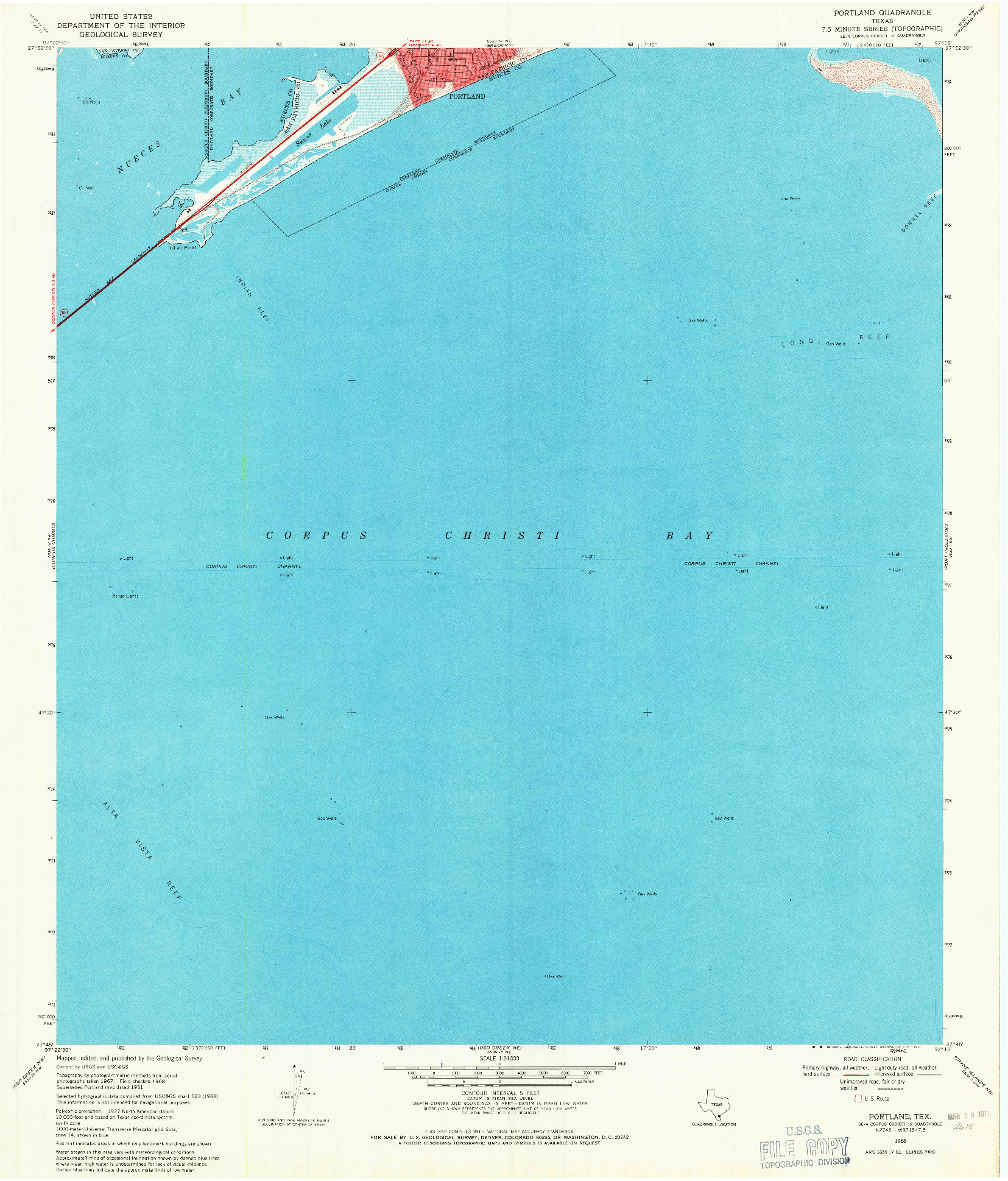 USGS 1:24000-SCALE QUADRANGLE FOR PORTLAND, TX 1968