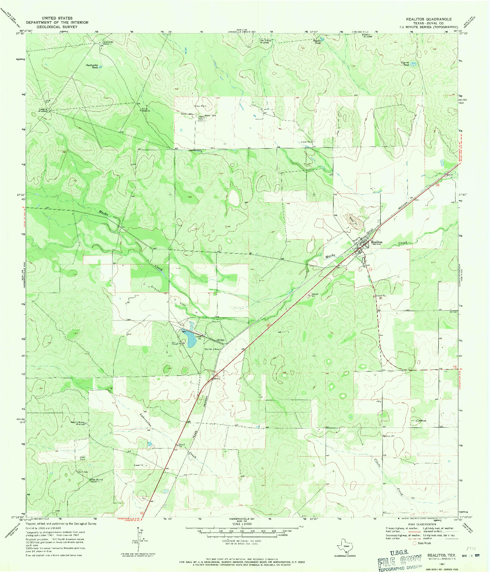 USGS 1:24000-SCALE QUADRANGLE FOR REALITOS, TX 1967