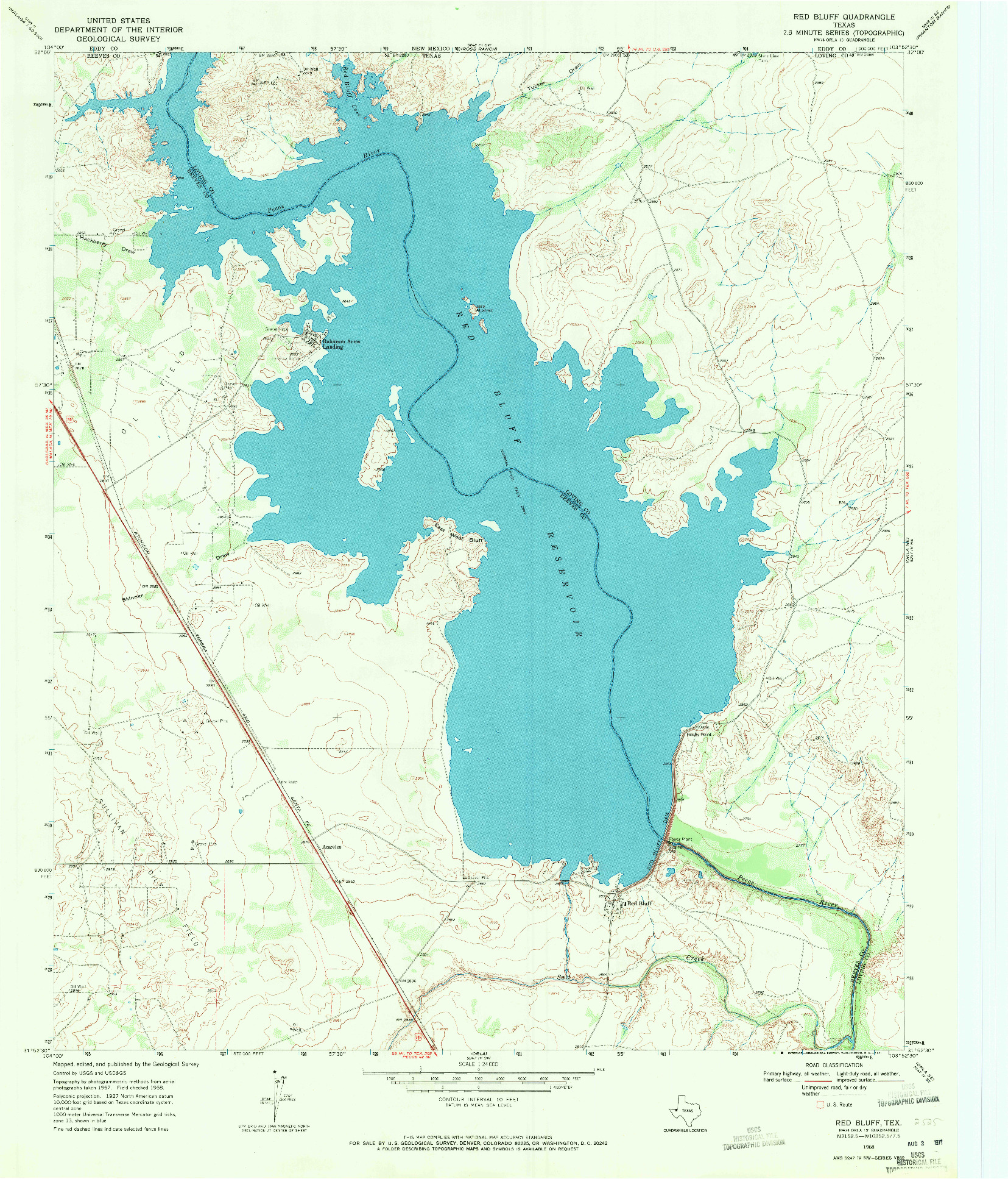 USGS 1:24000-SCALE QUADRANGLE FOR RED BLUFF, TX 1968