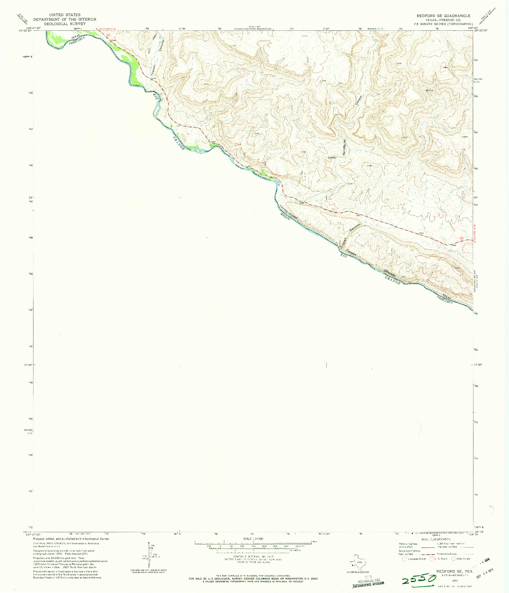 USGS 1:24000-SCALE QUADRANGLE FOR REDFORD SE, TX 1971
