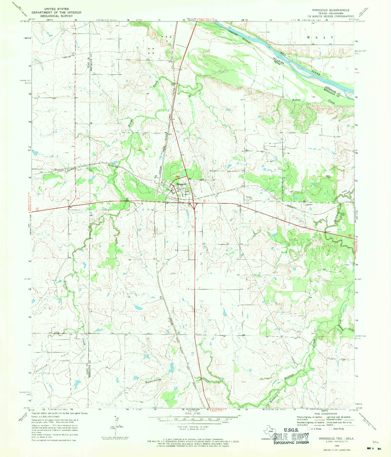 USGS 1:24000-SCALE QUADRANGLE FOR RINGGOLD, TX 1968