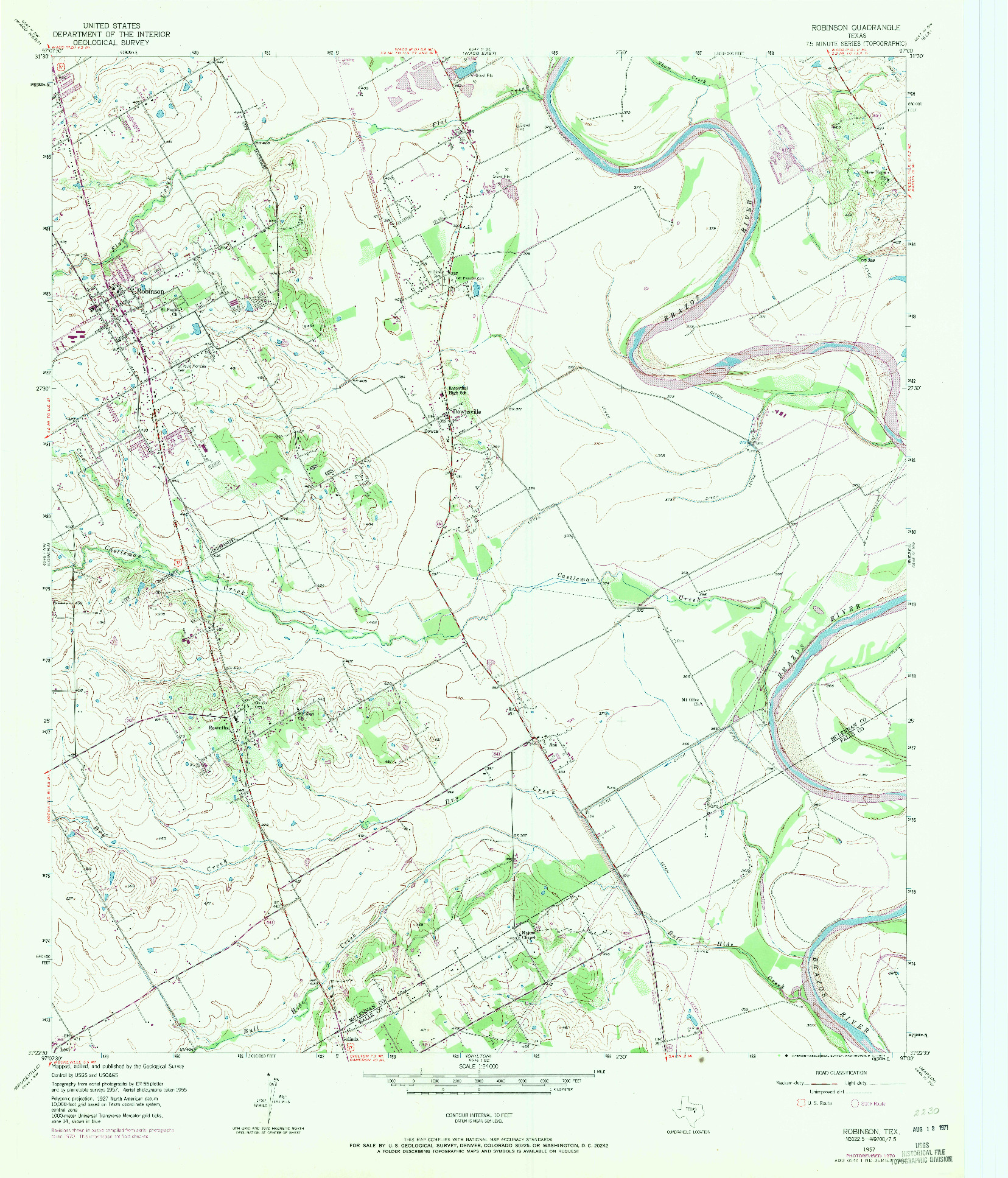 USGS 1:24000-SCALE QUADRANGLE FOR ROBINSON, TX 1957