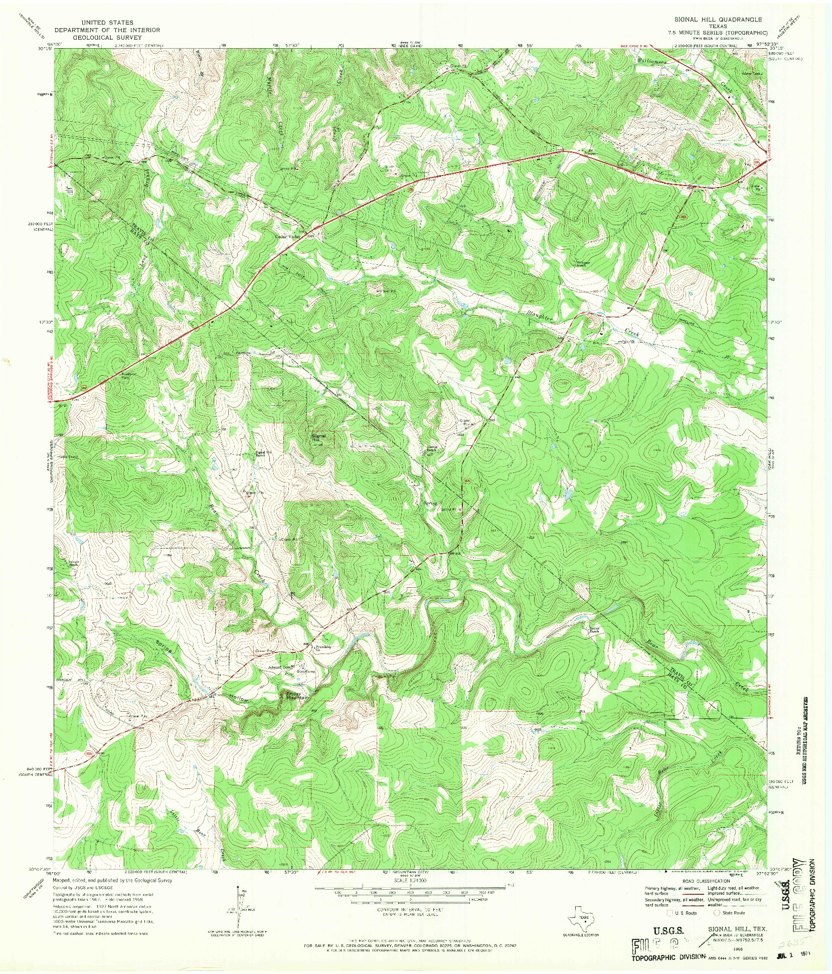 USGS 1:24000-SCALE QUADRANGLE FOR SIGNAL HILL, TX 1968