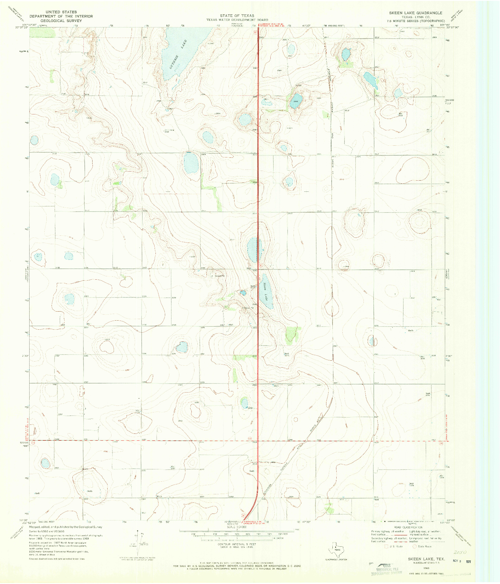 USGS 1:24000-SCALE QUADRANGLE FOR SKEEN LAKE, TX 1969