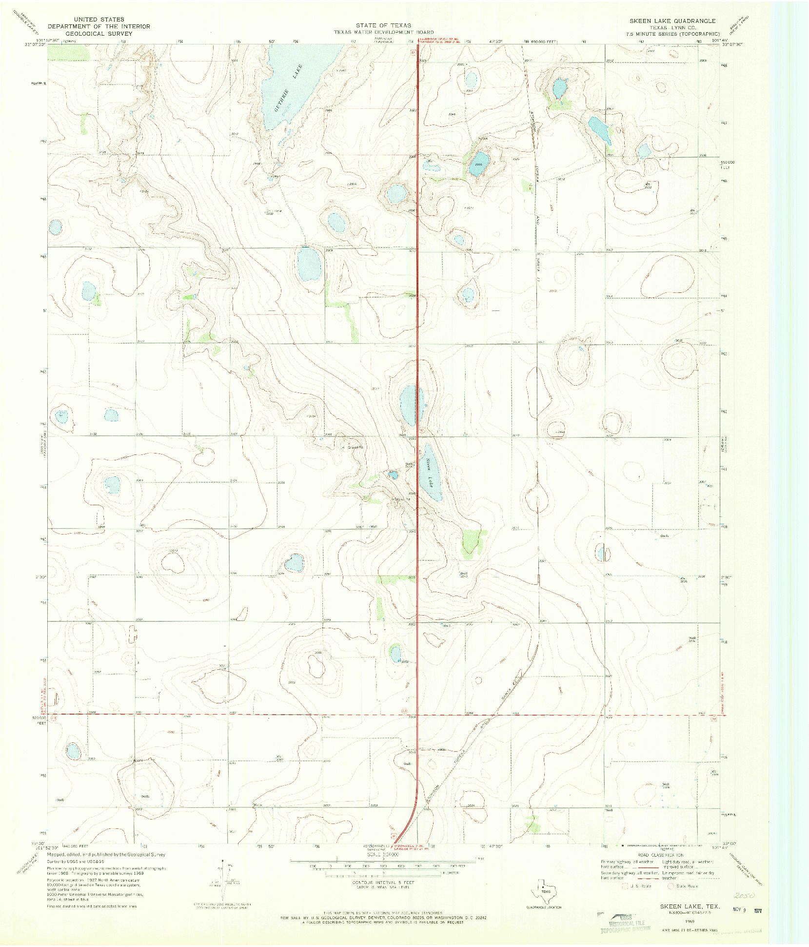 USGS 1:24000-SCALE QUADRANGLE FOR SKEEN LAKE, TX 1969