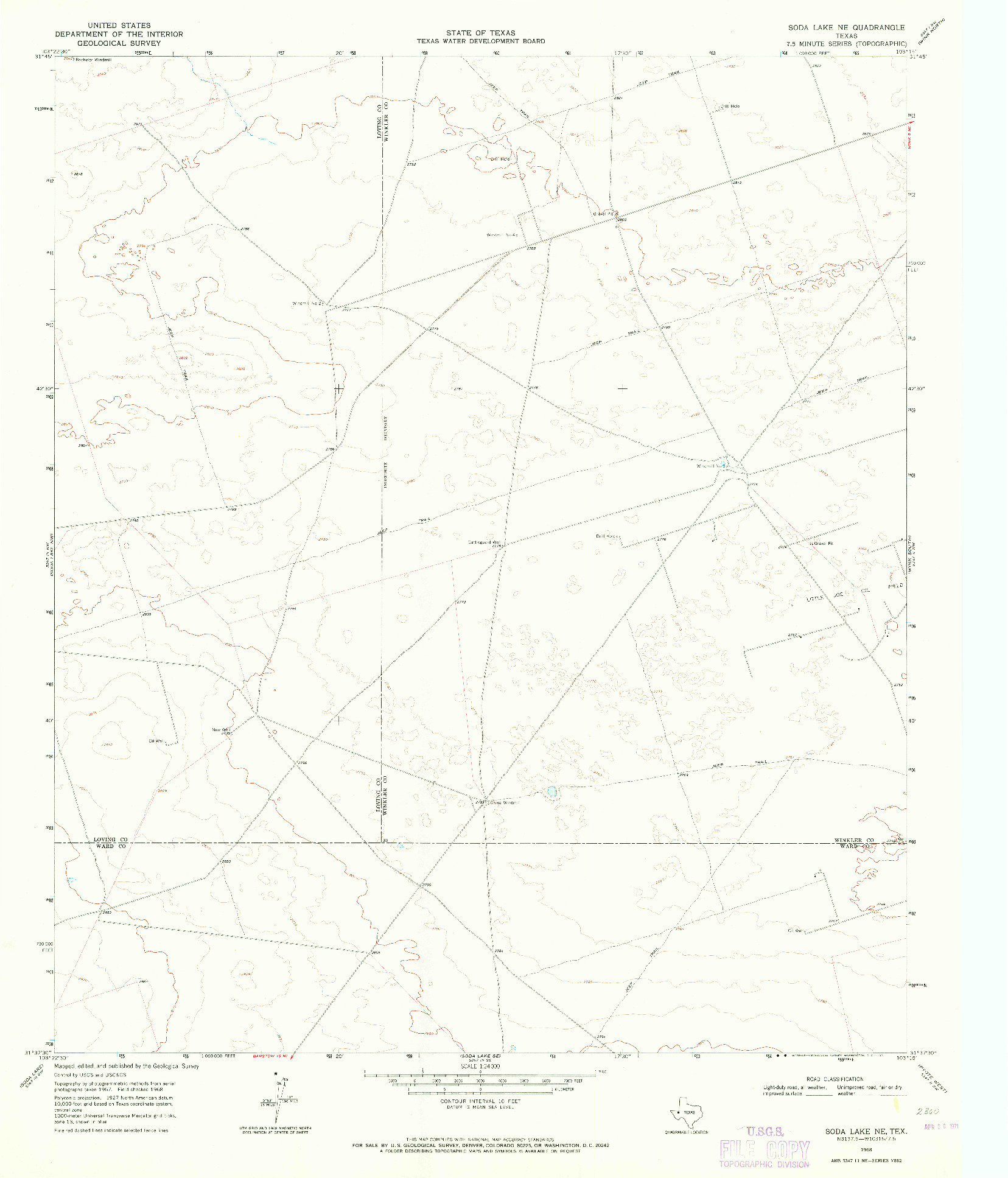 USGS 1:24000-SCALE QUADRANGLE FOR SODA LAKE NE, TX 1968