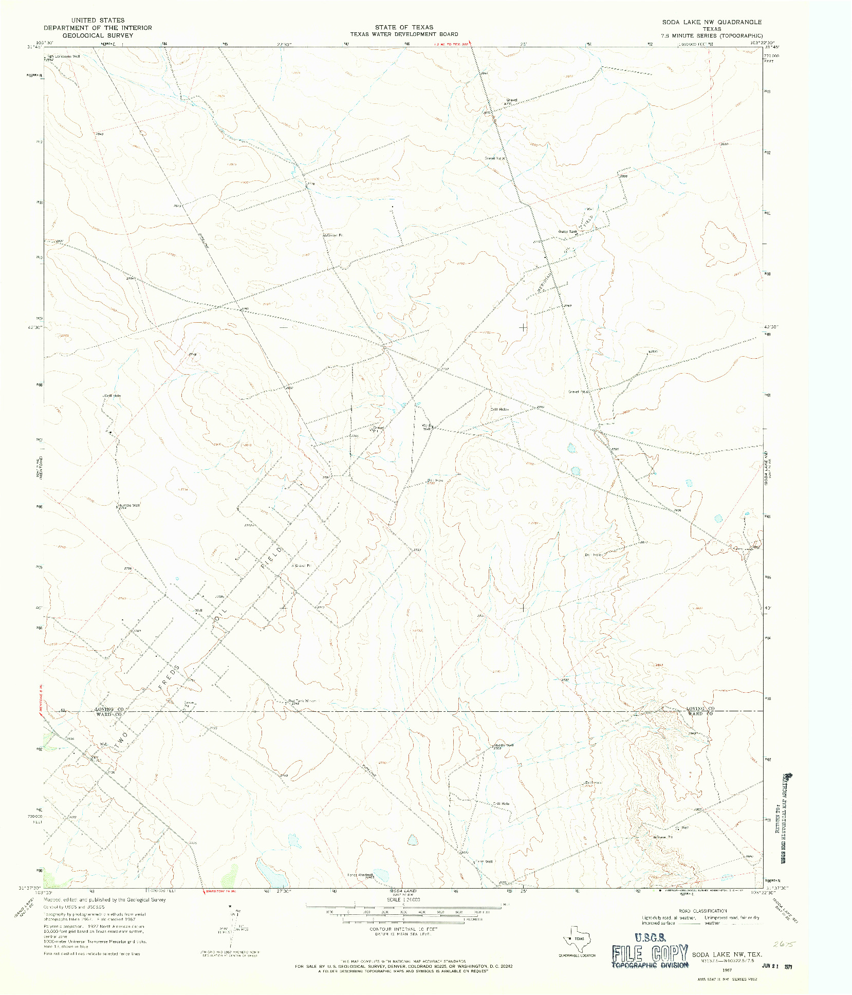 USGS 1:24000-SCALE QUADRANGLE FOR SODA LAKE NW, TX 1967