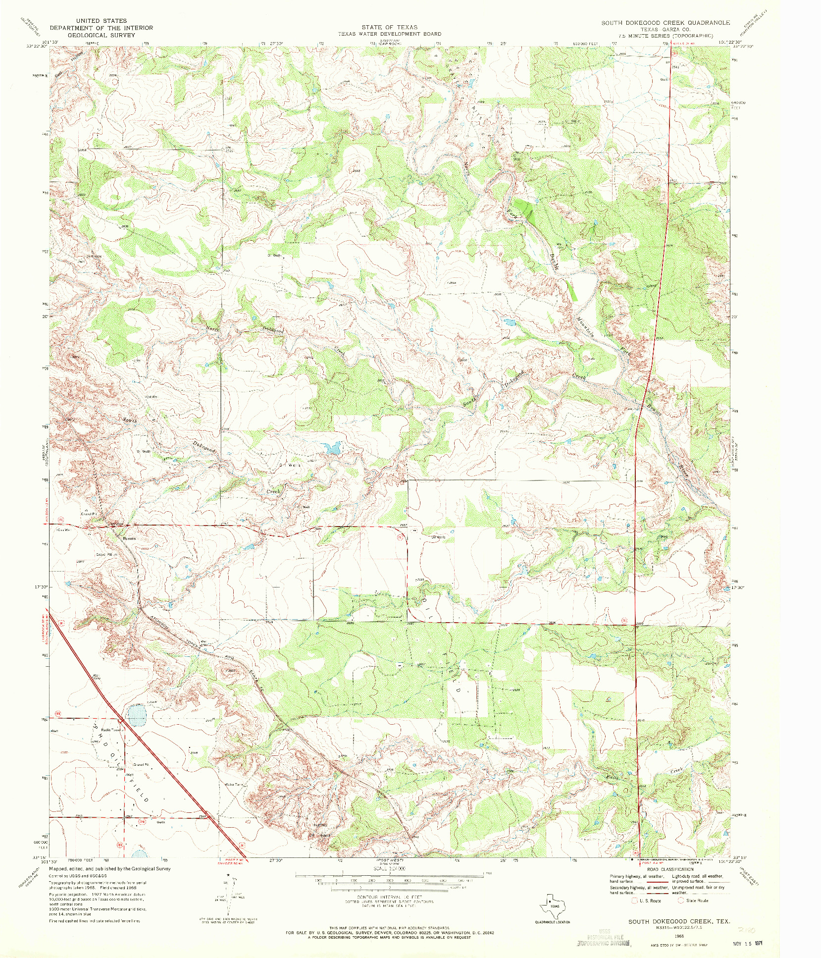 USGS 1:24000-SCALE QUADRANGLE FOR SOUTH DOKEGOOD CREEK, TX 1968