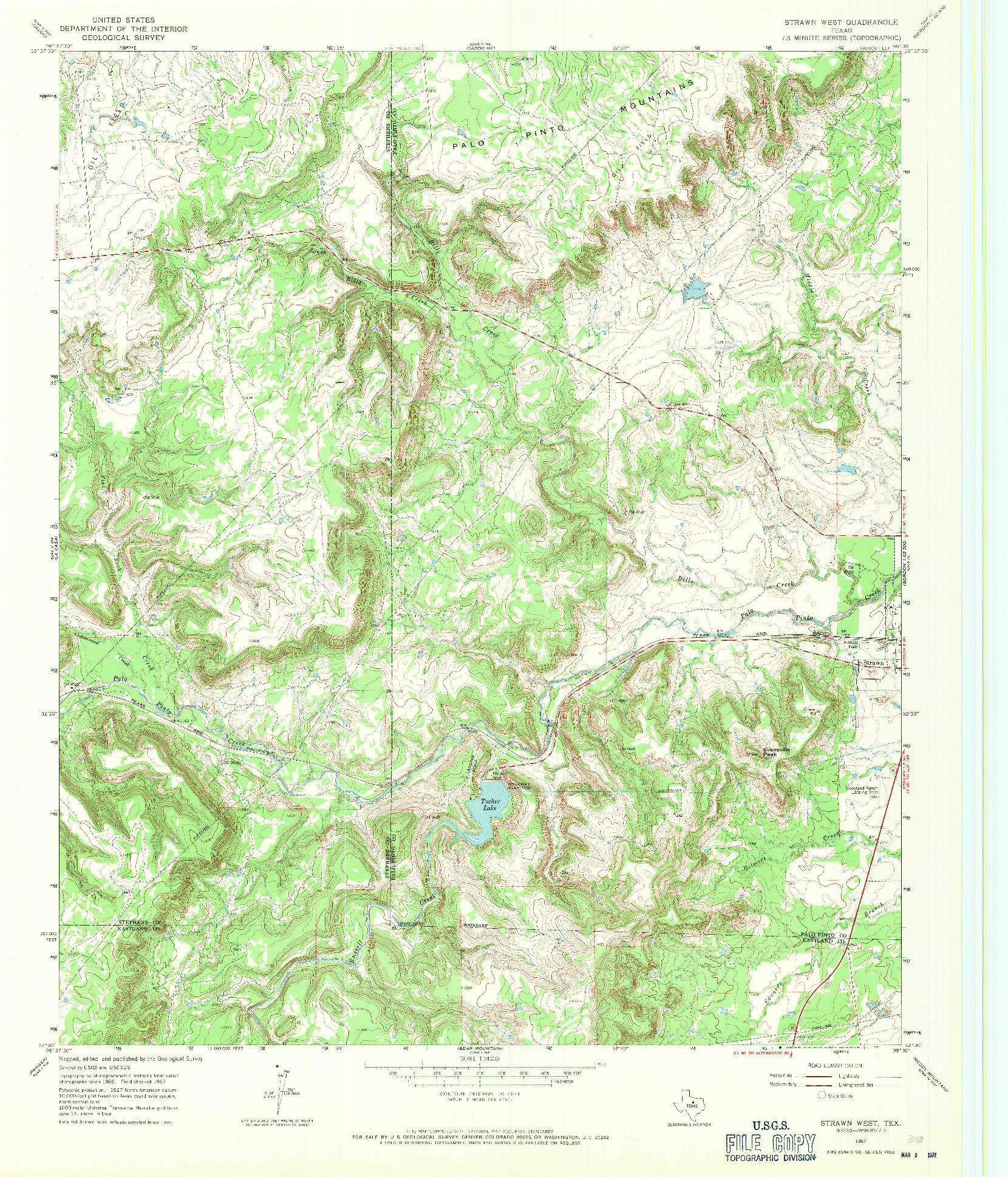 USGS 1:24000-SCALE QUADRANGLE FOR STRAWN WEST, TX 1967