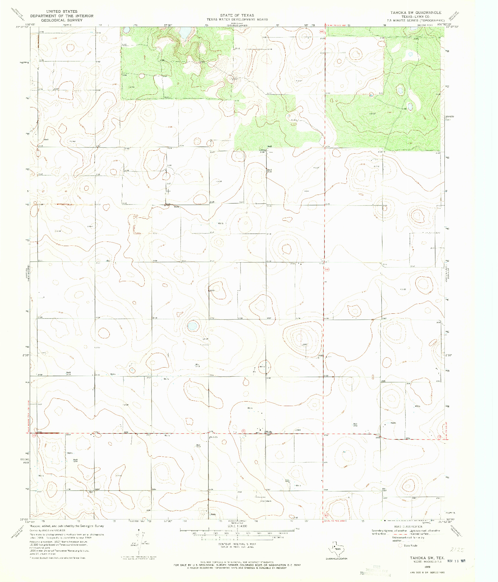 USGS 1:24000-SCALE QUADRANGLE FOR TAHOKA SW, TX 1969