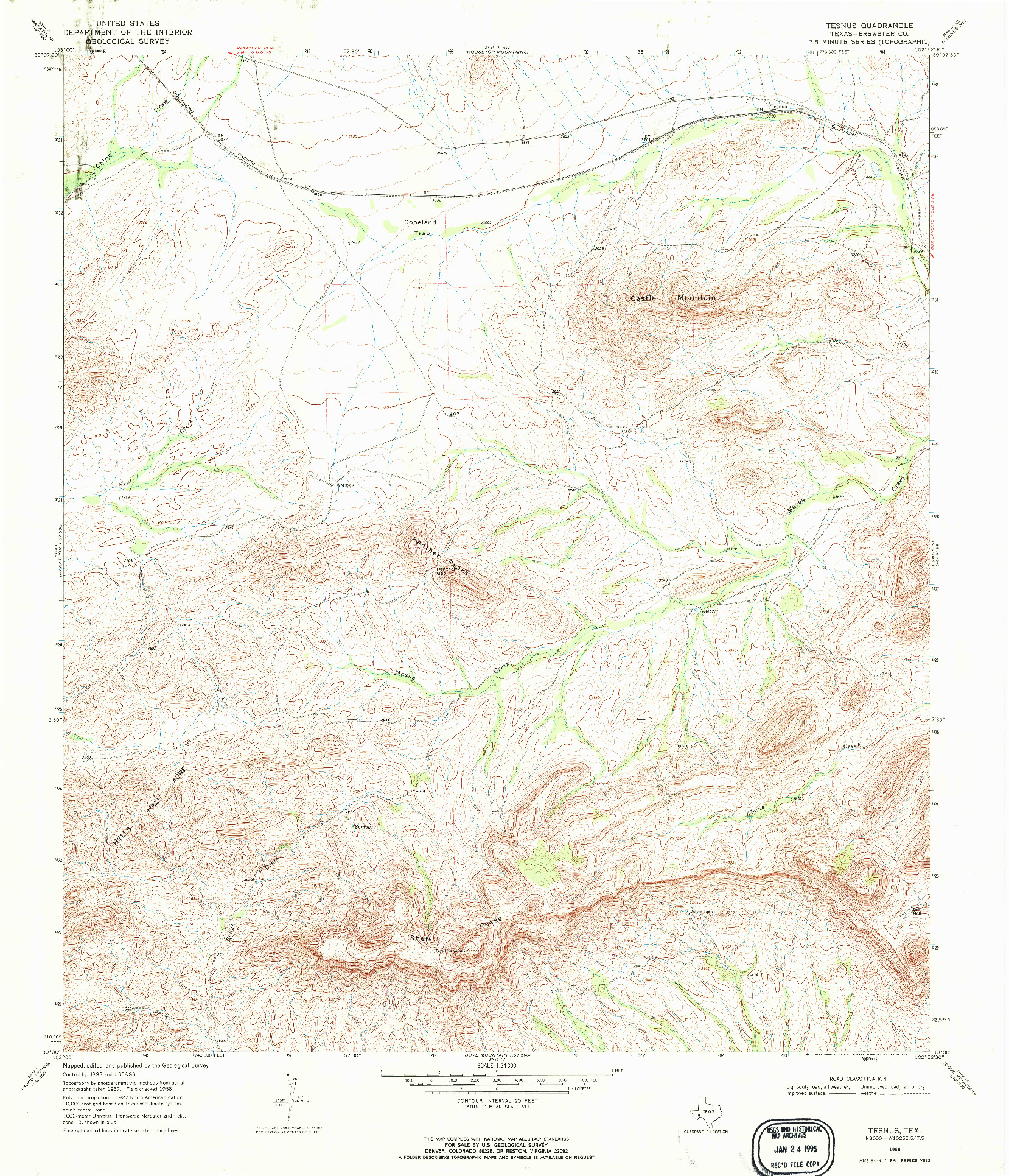 USGS 1:24000-SCALE QUADRANGLE FOR TESNUS, TX 1968