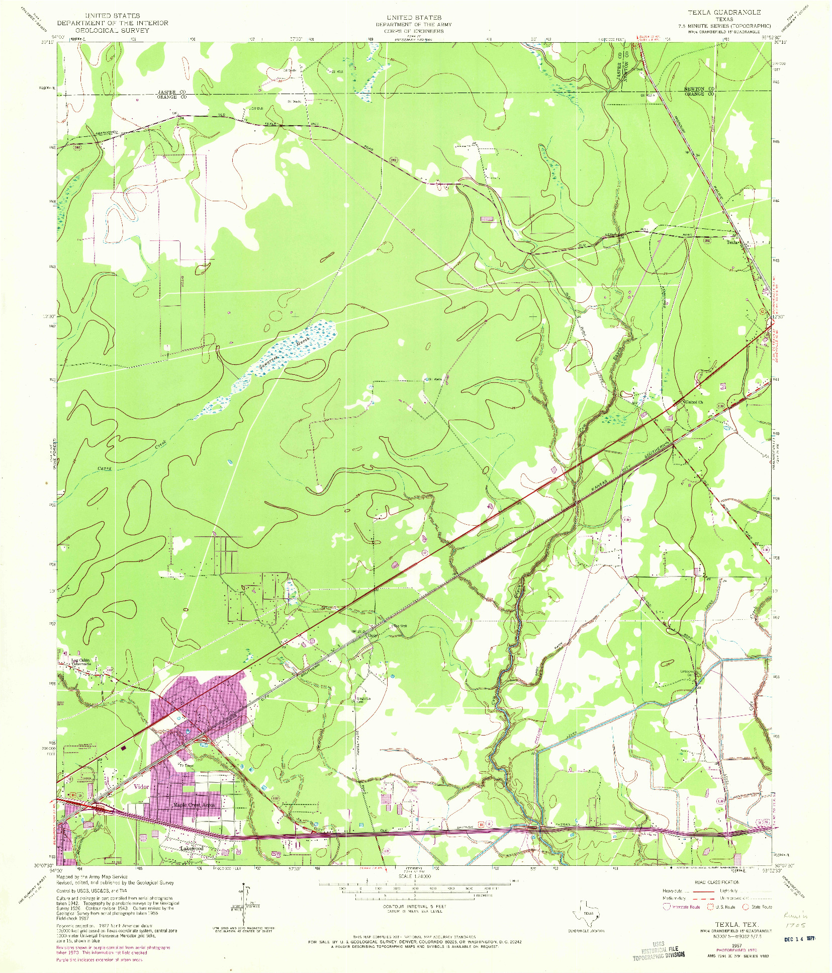 USGS 1:24000-SCALE QUADRANGLE FOR TEXLA, TX 1957