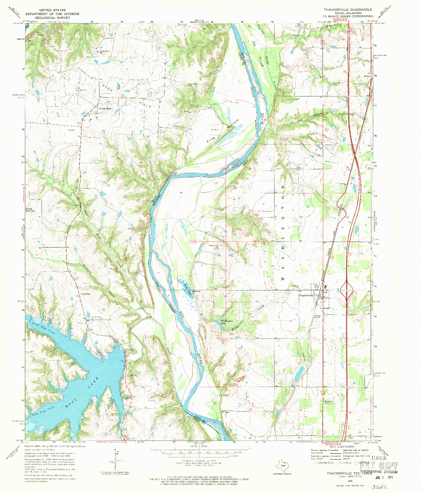 USGS 1:24000-SCALE QUADRANGLE FOR THACKERVILLE, TX 1968