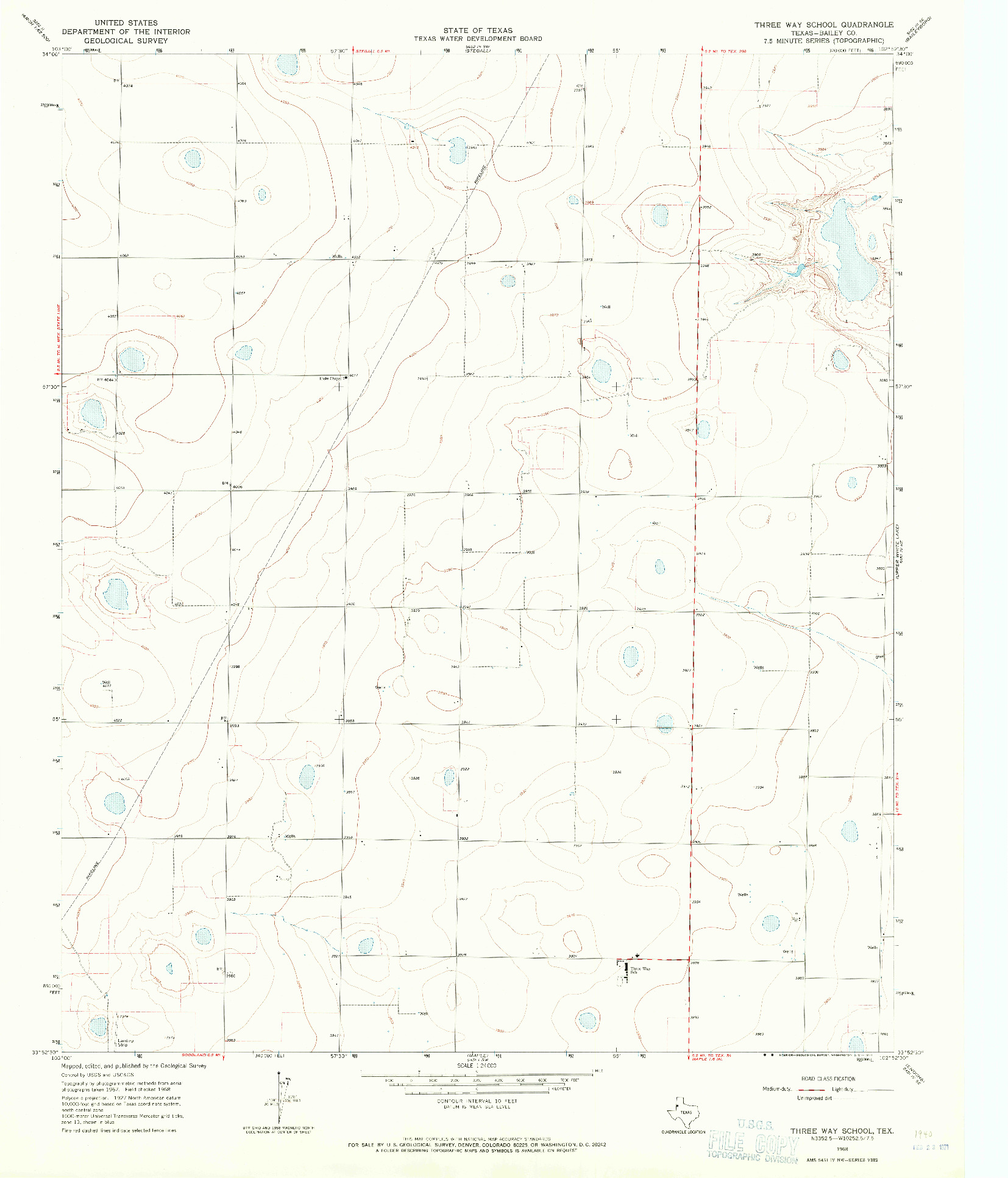 USGS 1:24000-SCALE QUADRANGLE FOR THREE WAY SCHOOL, TX 1968