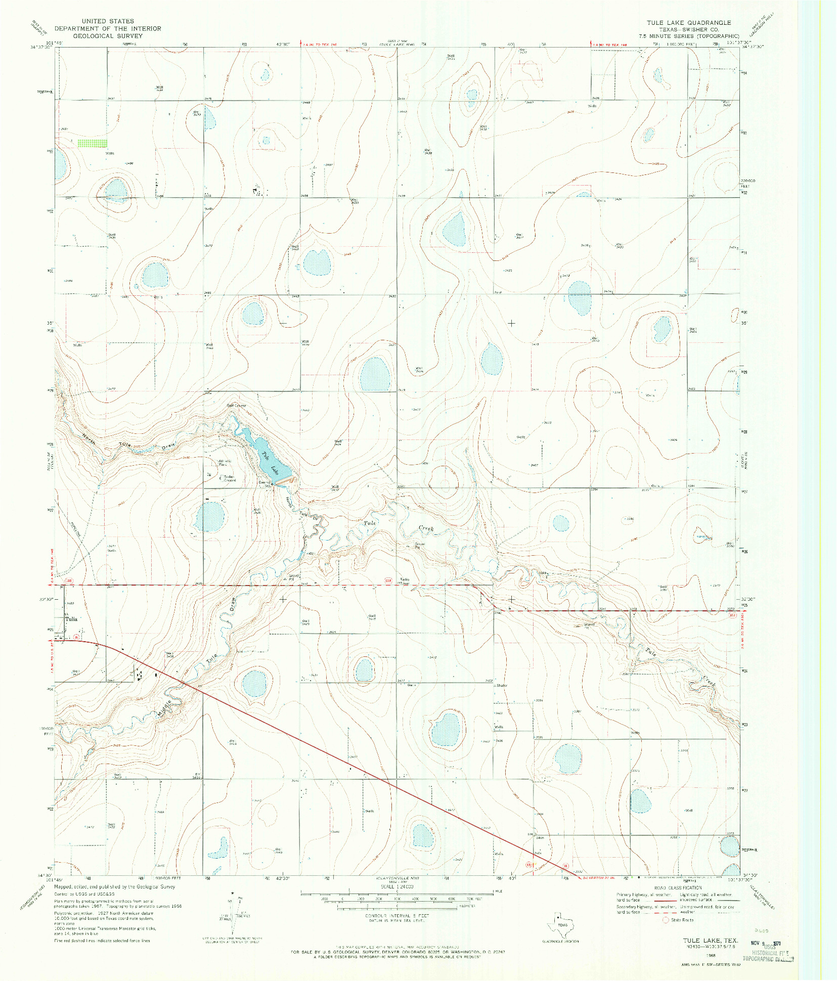 USGS 1:24000-SCALE QUADRANGLE FOR TULE LAKE, TX 1968