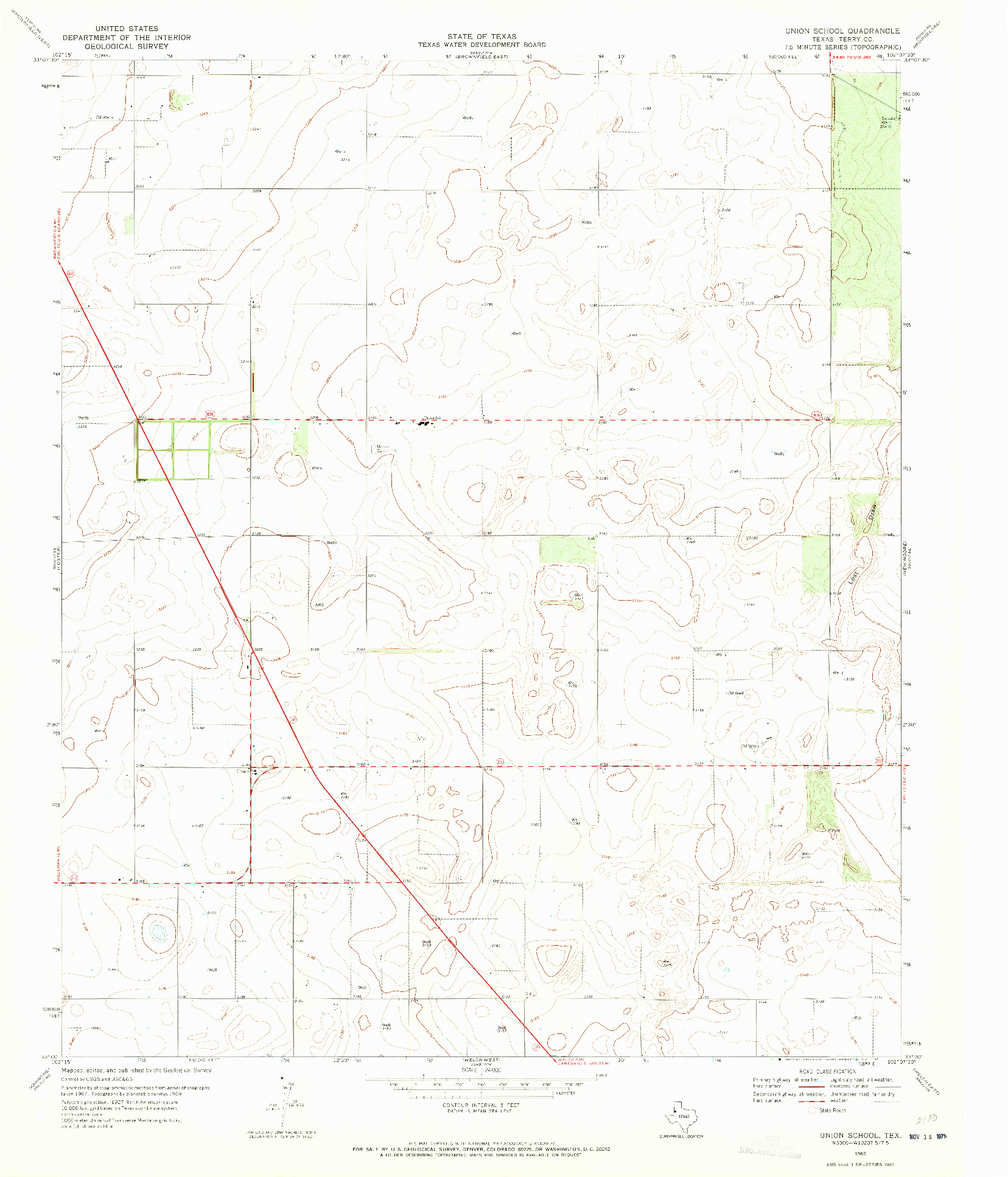 USGS 1:24000-SCALE QUADRANGLE FOR UNION SCHOOL, TX 1969