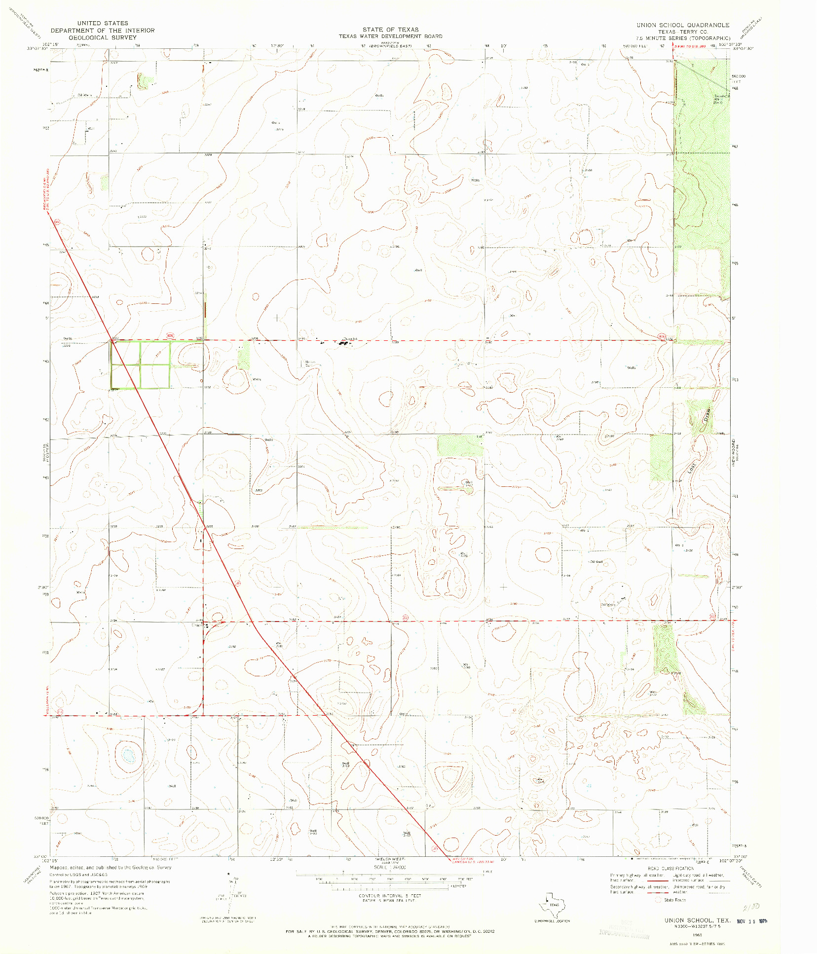 USGS 1:24000-SCALE QUADRANGLE FOR UNION SCHOOL, TX 1969